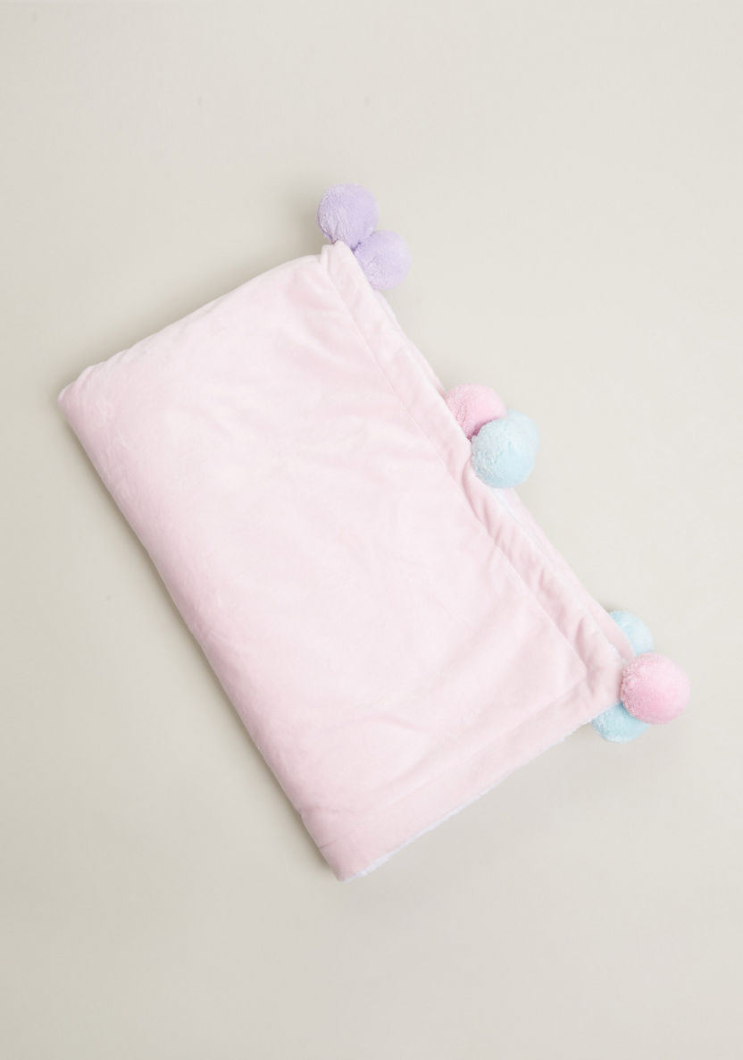 Juniors Suede Pom-Pom Detail Plush Blanket - 76x102 cms-Blankets and Throws-image-0