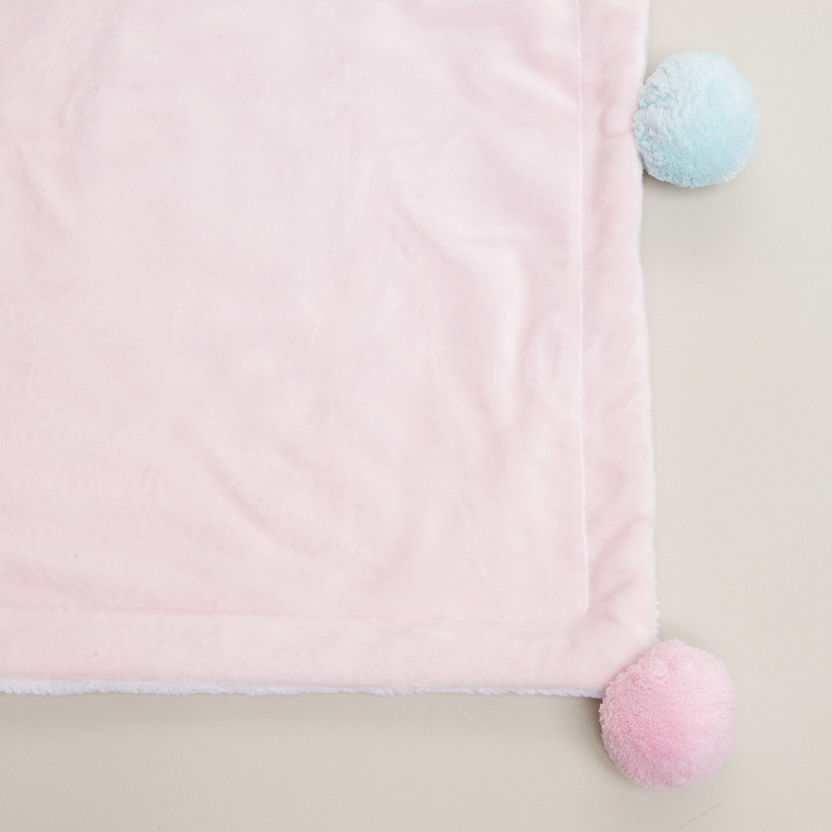 Juniors Suede Pom-Pom Detail Plush Blanket - 76x102 cms-Blankets and Throws-image-2