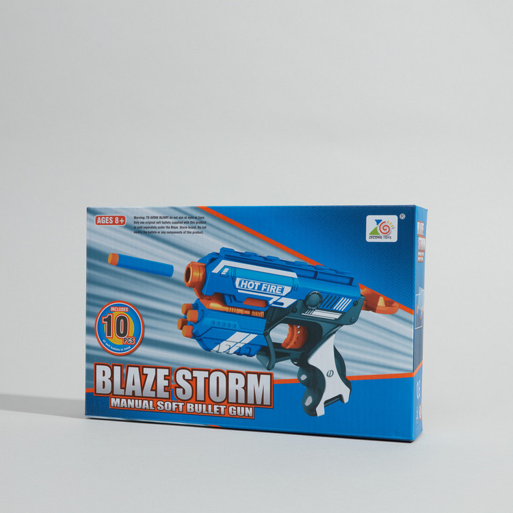 Blaze Storm Manual Operation Soft Dart Gun with 10-Piece Dart Bullets