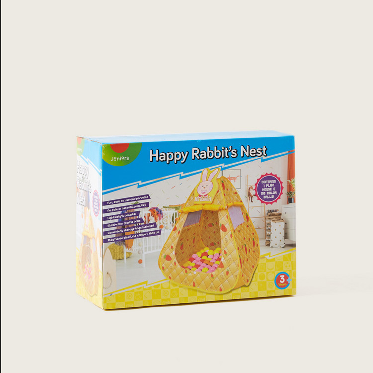 Juniors Rabbit Printed Play Tent with Balls