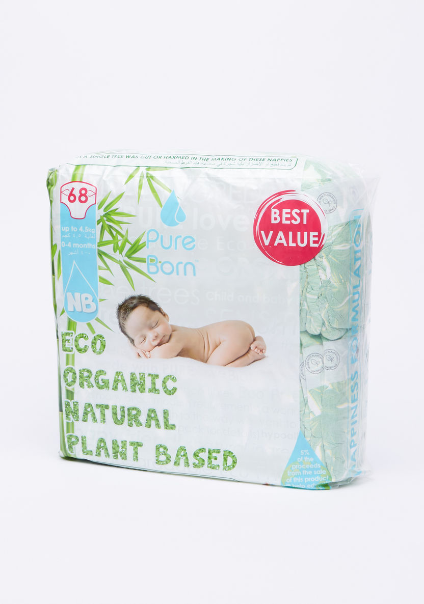 Pure Born Eco Organic Size 1, 68-Diapers Pack - 0-4.5 kgs, 0-4 Months-Disposable-image-2