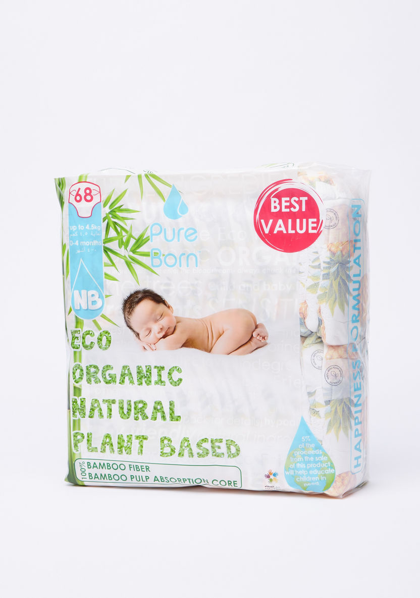 Pure Born Eco Organic Size 1, 68-Diapers Pack - 0-4.5 kgs, 0-4 Months-Disposable-image-2