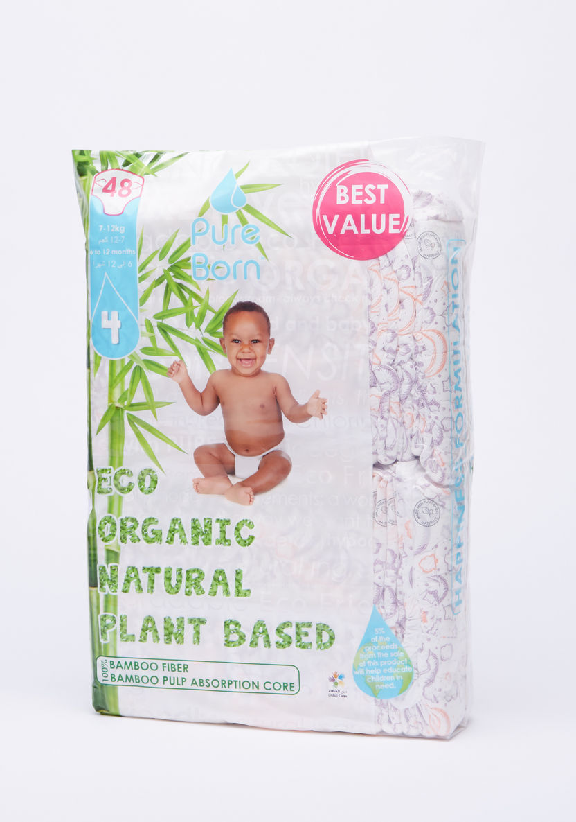 Pure Born Eco Organic Size 4, 48-Diapers Pack - 7-12 kgs, 6-12 Months-Disposable-image-2
