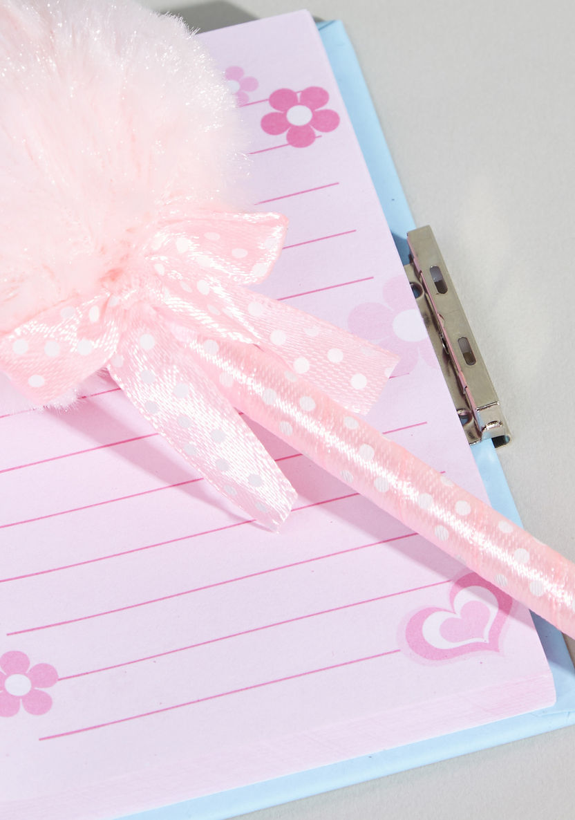 Flamingo Printed Mini Lock Diary with Pom-Pom Detail Pen-Accessories-image-2