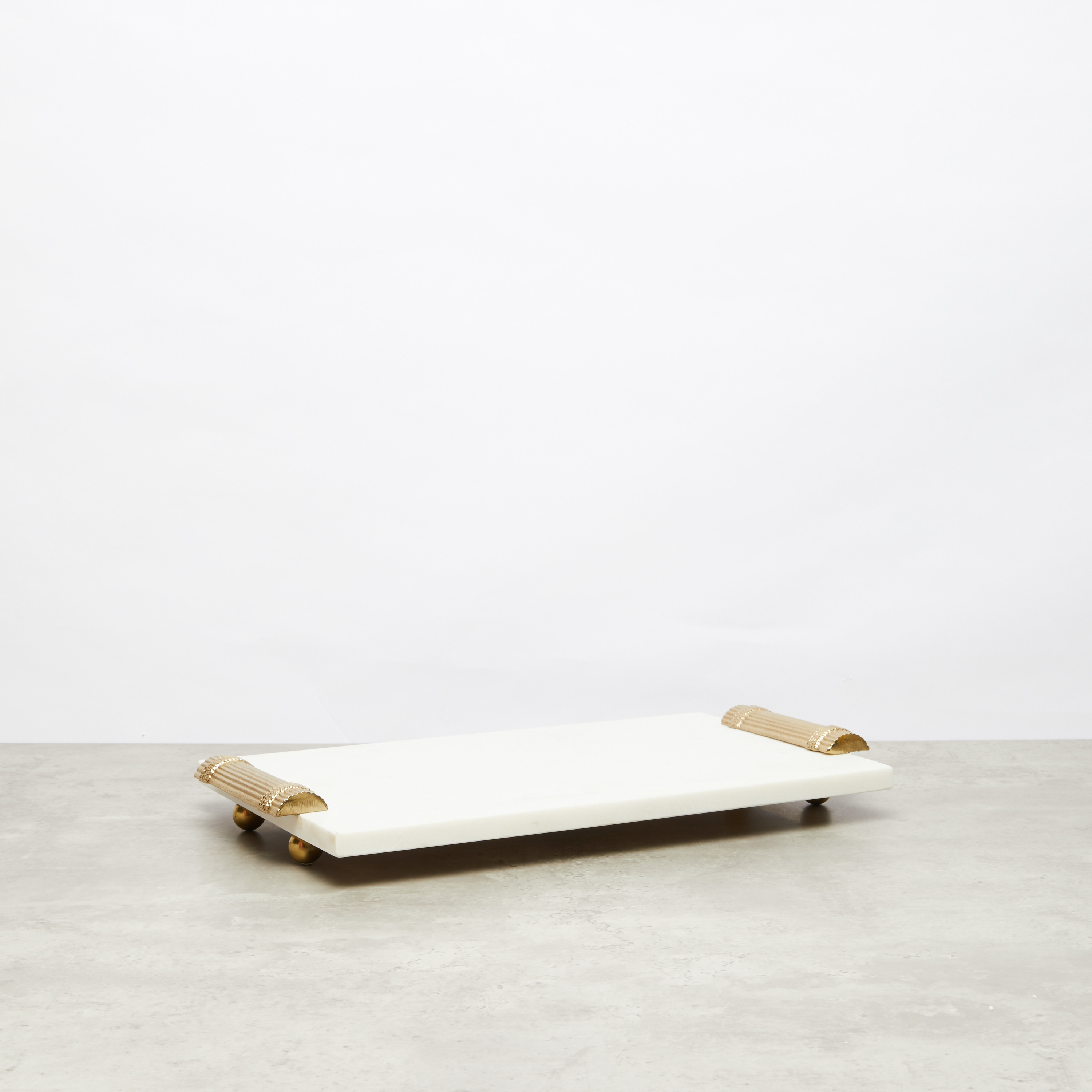 Rectangular  Marble Tray with Handle - 43x25x5 cms-household-dining-serveware-servingtrays-image-1