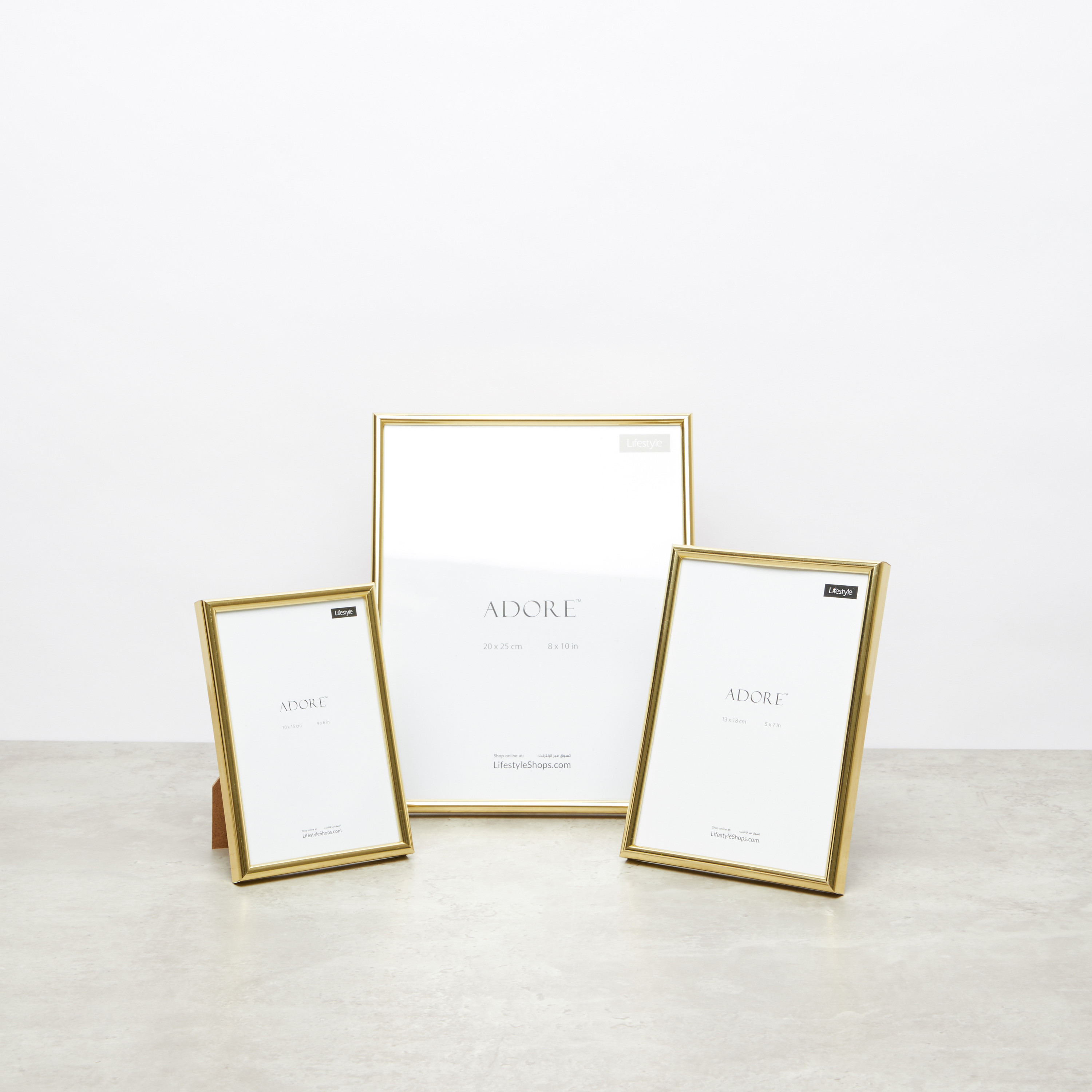 برواز صور ذهبي مستطيل - طقم من 3 قطع-household-walldecorandmirrors-photoframes-image-1
