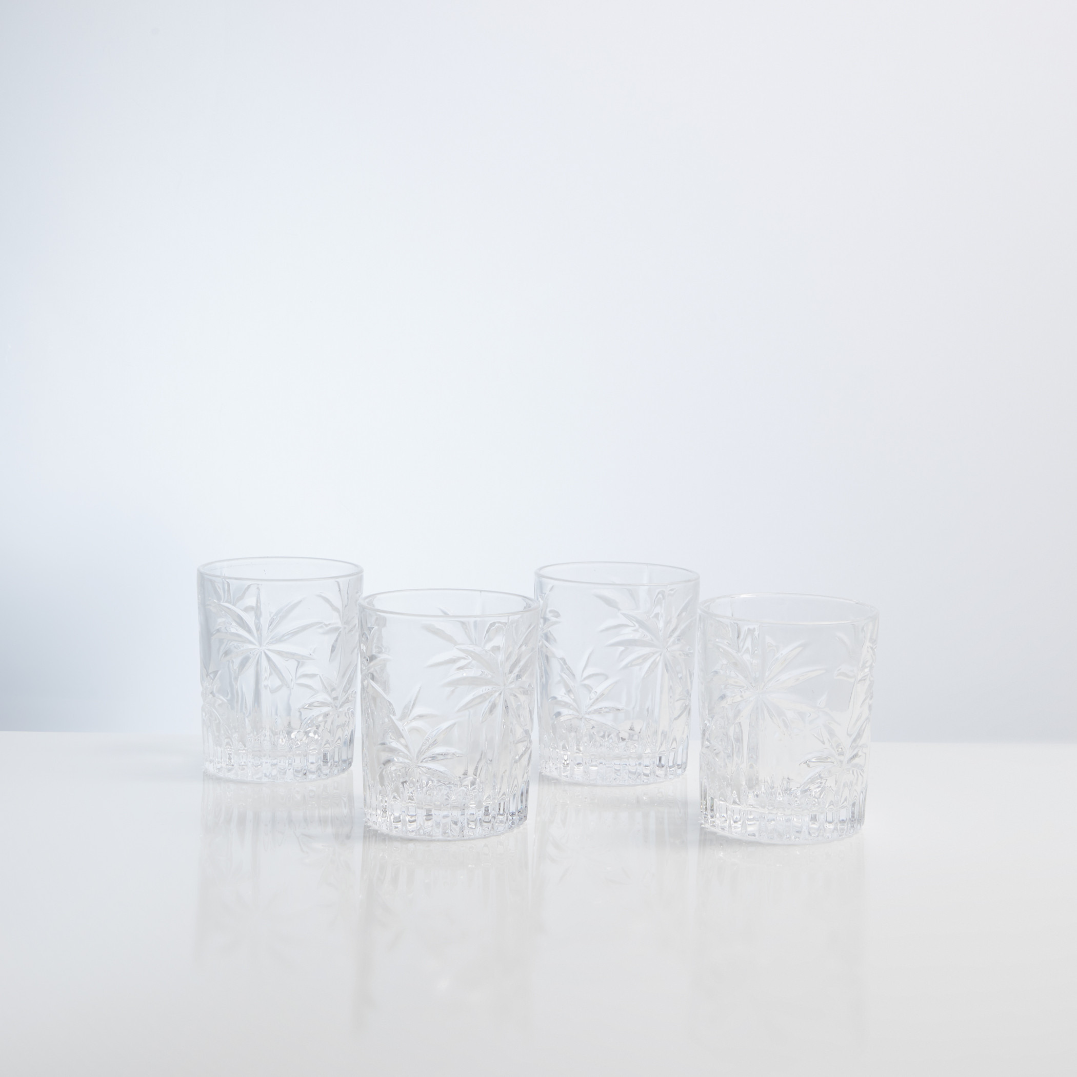 اكواب زجاج مع نقش اوراق النخيل من جودينجر - مجموعة من 4قطع.-household-dining-drinkserveware-bottles-image-1