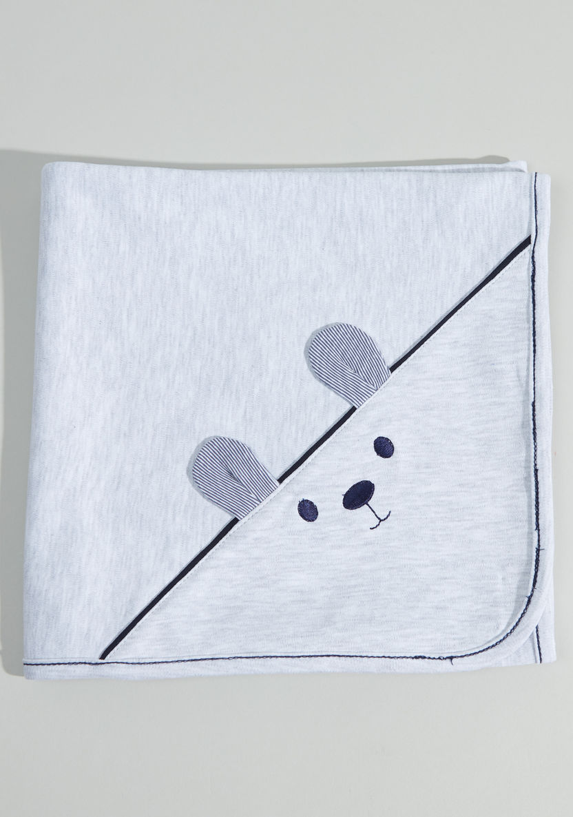 Juniors Melange Receiving Blanket with Bunny Detail - 80x80 cms-Blankets and Throws-image-1