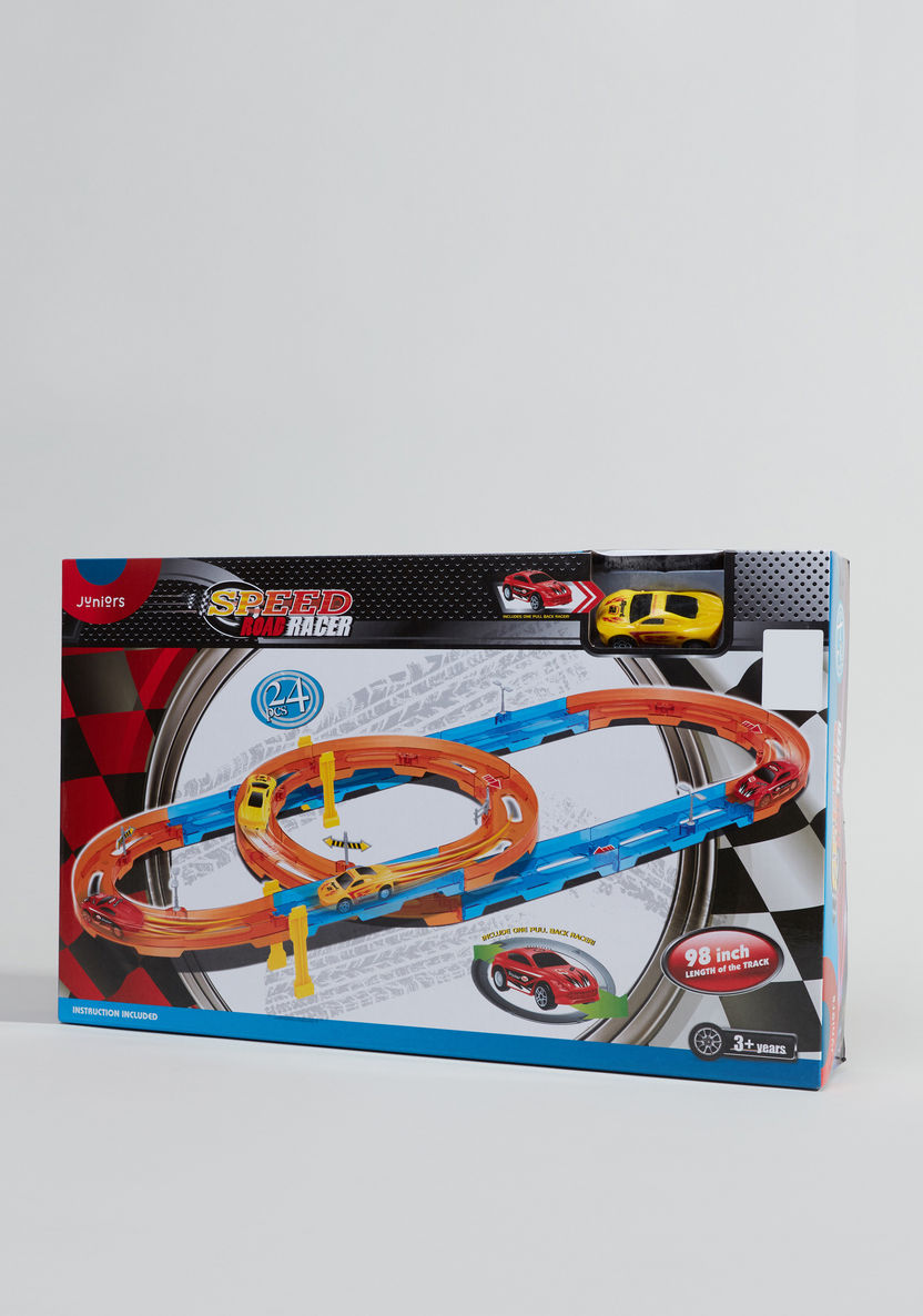 Juniors Super Racer Track Playset with 1 Pull Back Car-Scooters and Vehicles-image-0