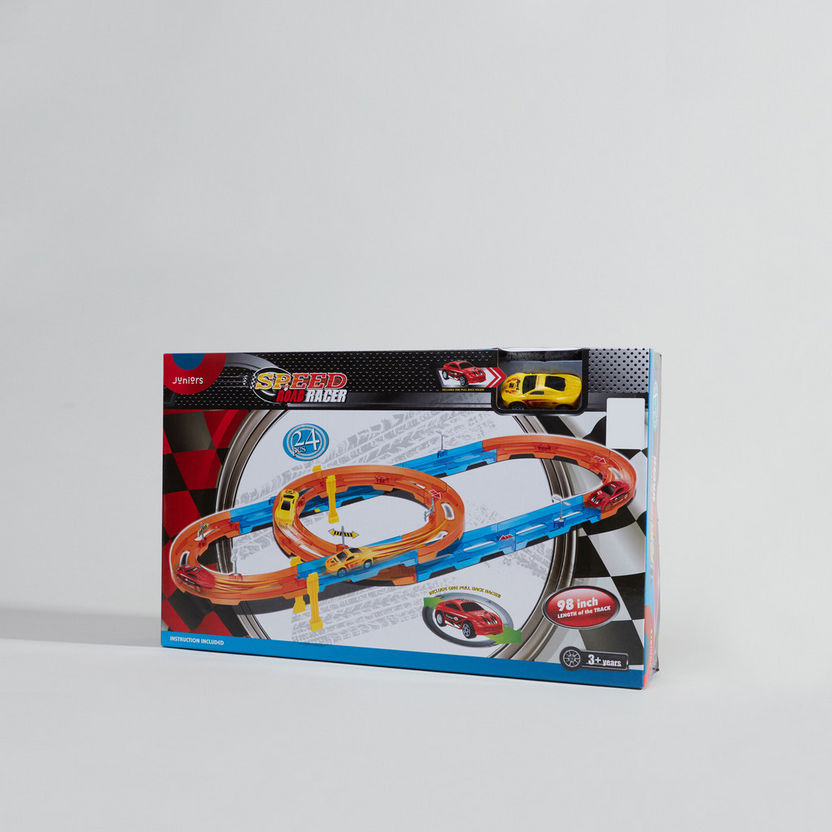 Juniors Super Racer Track Playset with 1 Pull Back Car-Scooters and Vehicles-image-0