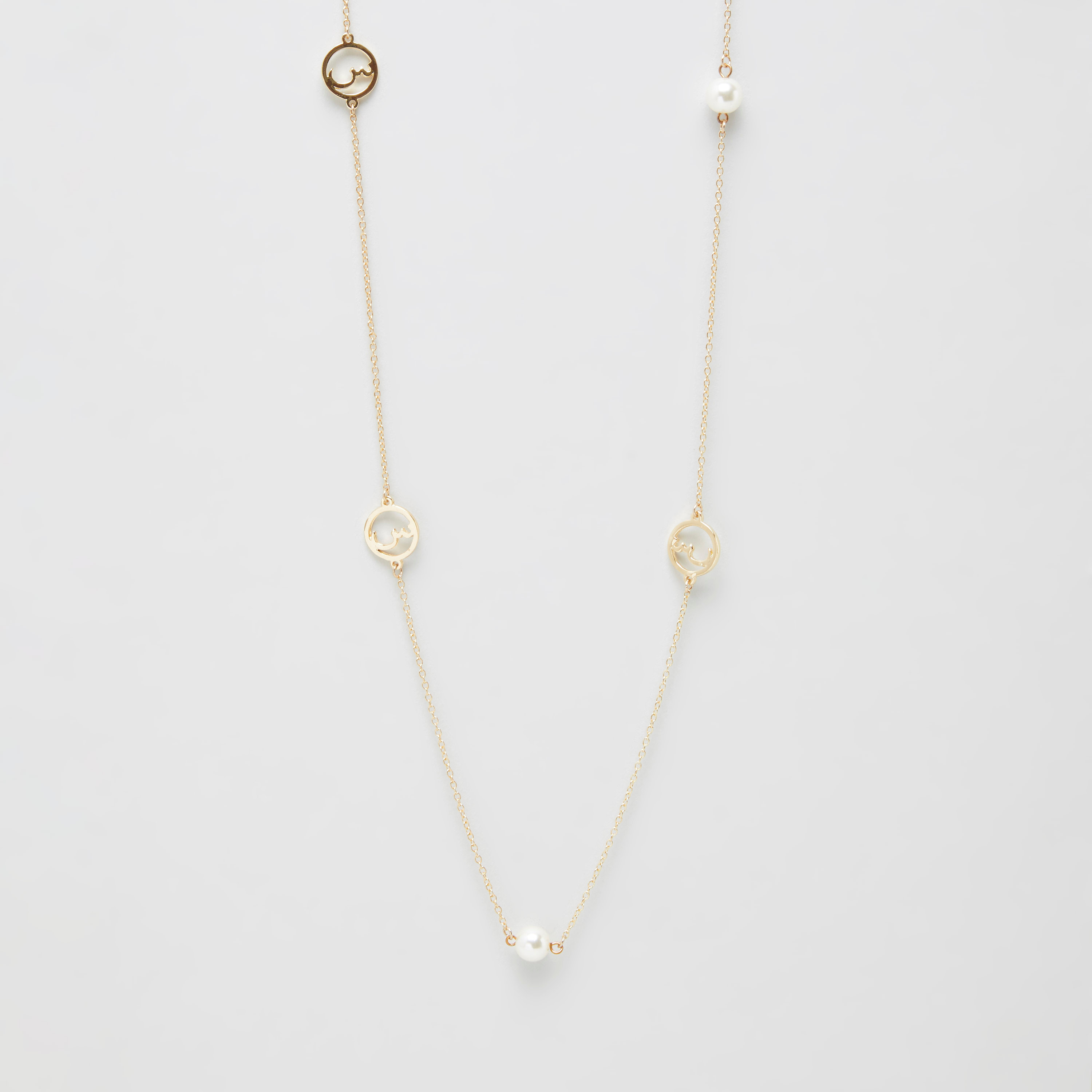 Sentiments Metallic Necklace with Arabic Letter Siin Pendant-women-watchesandjewellery-jewellery-necklacesandpendants-image-1