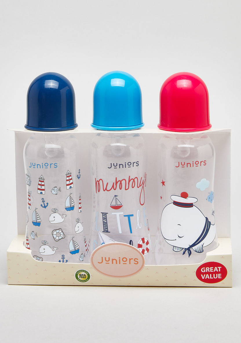 Juniors Printed 3-Piece Feeding Bottle - 250ml-Bottles and Teats-image-0