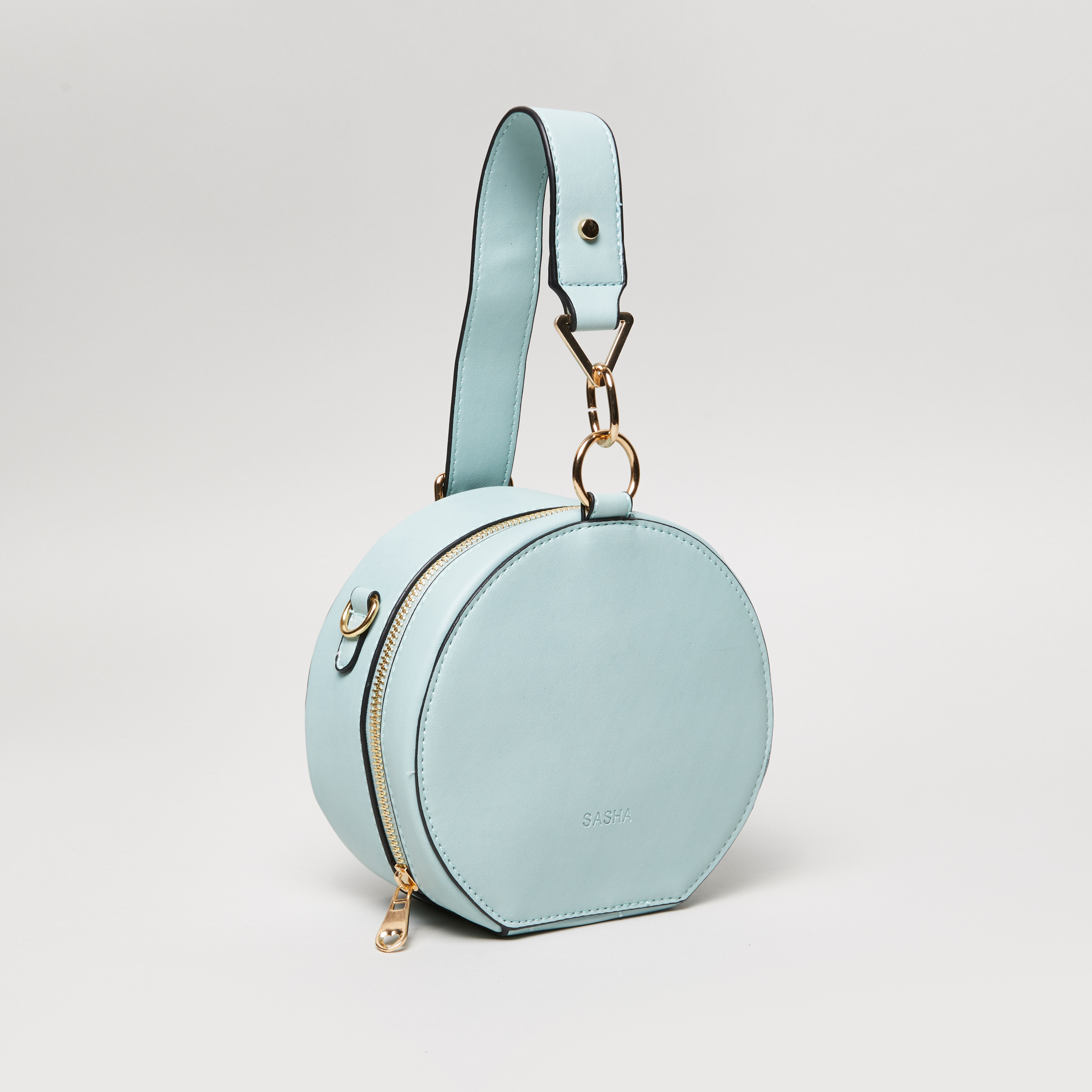 Circular buckle crossbody bag sale