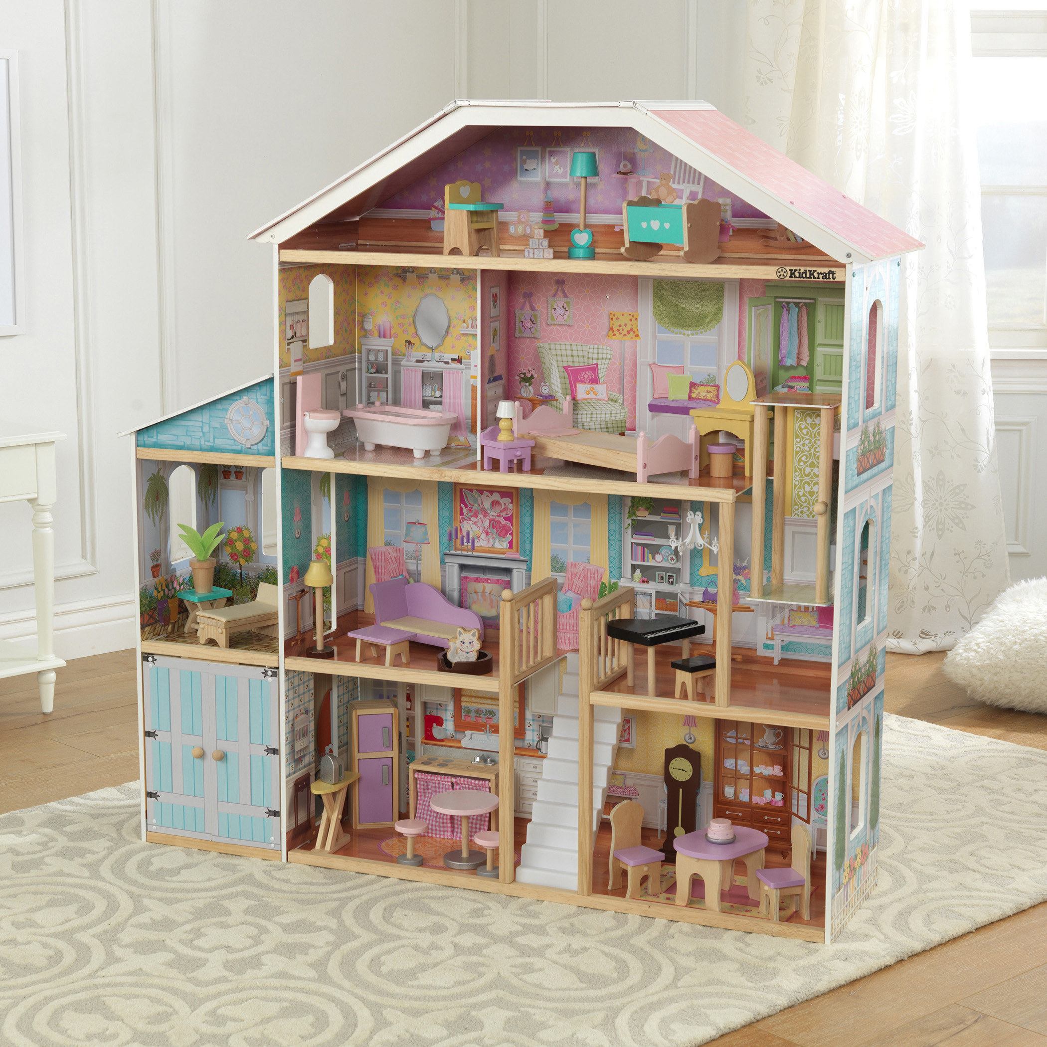 Kidkraft grand view mansion dollhouse with deals ez kraft assembly and 34 accessories