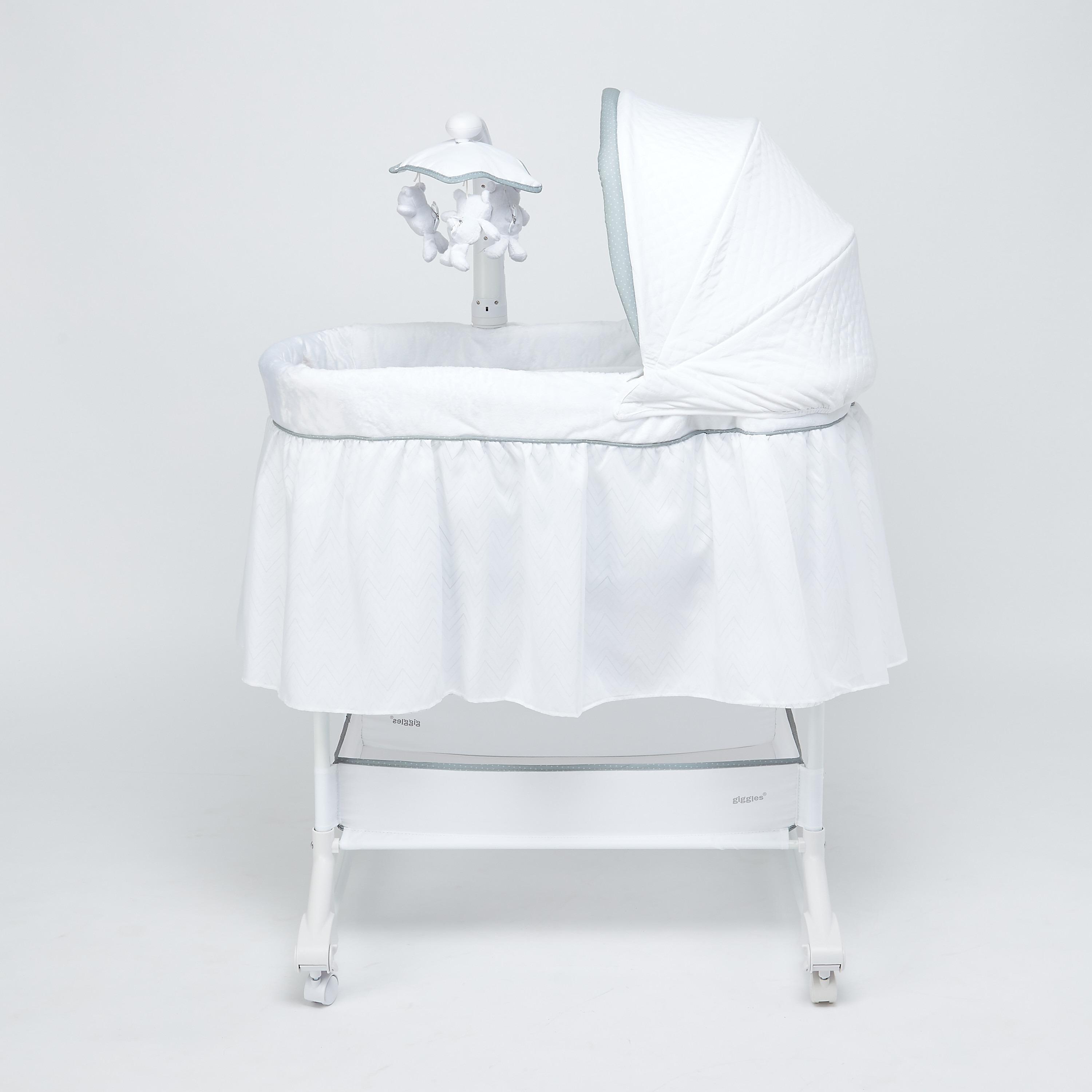 Childcare chloe vintage rocking bassinet double skirt white