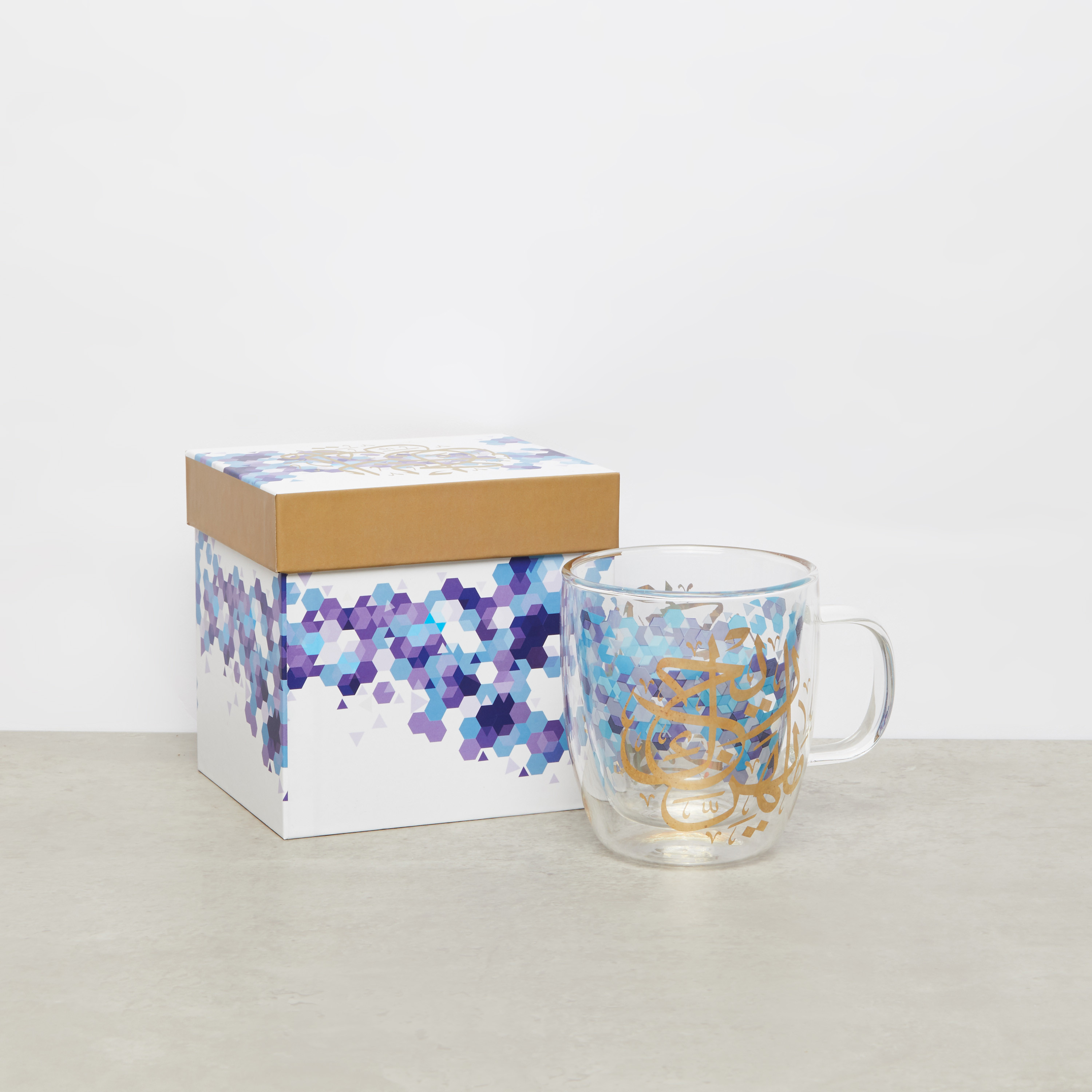 Printed Double Wall Glass Coffee Cup - 355 ml-household-dining-glassware-drinkingglasses-image-1