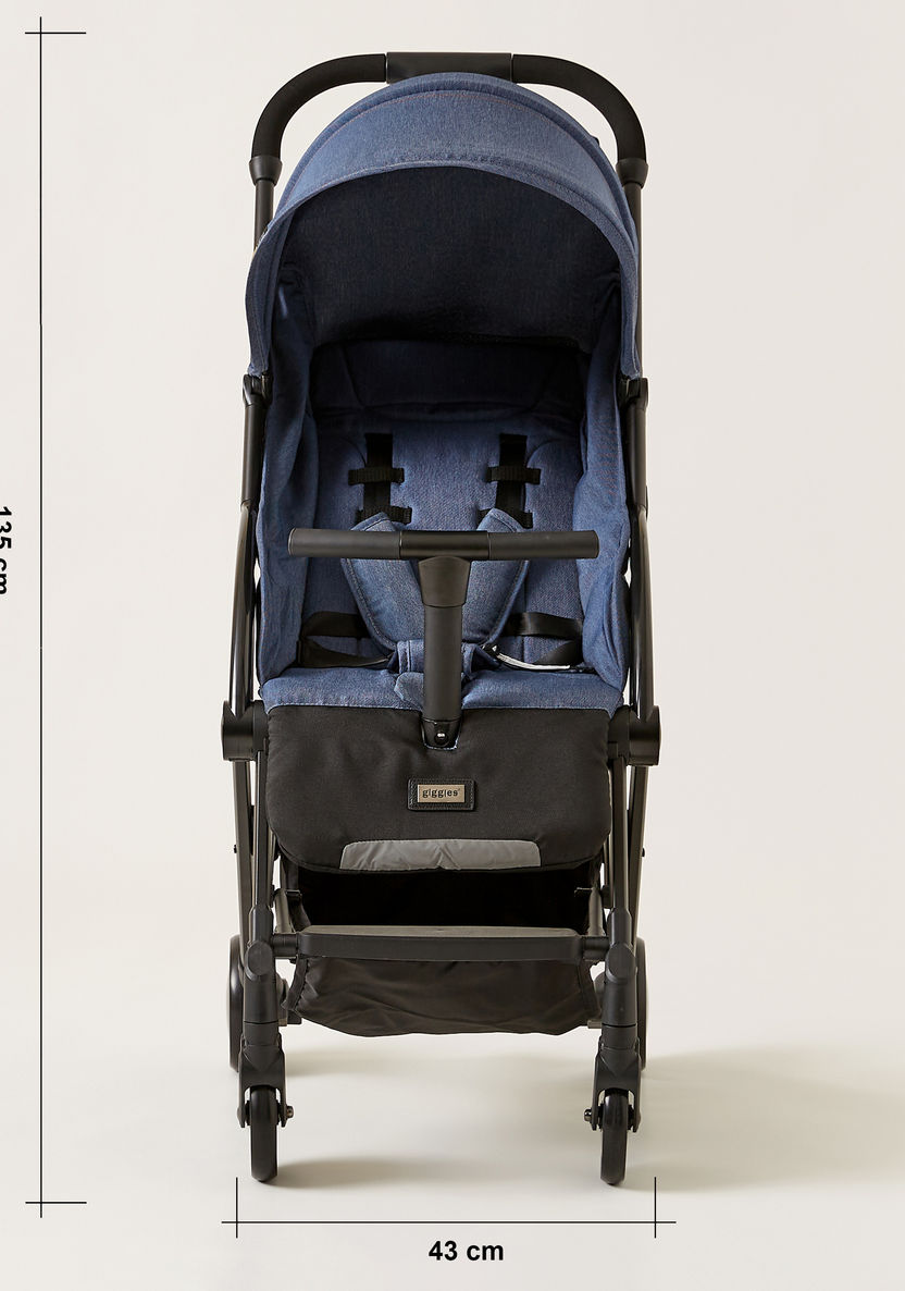 Giggles Porter Blue Denim Baby Stroller with 3 Reclining Positions (Upto 3 years)-Strollers-image-9