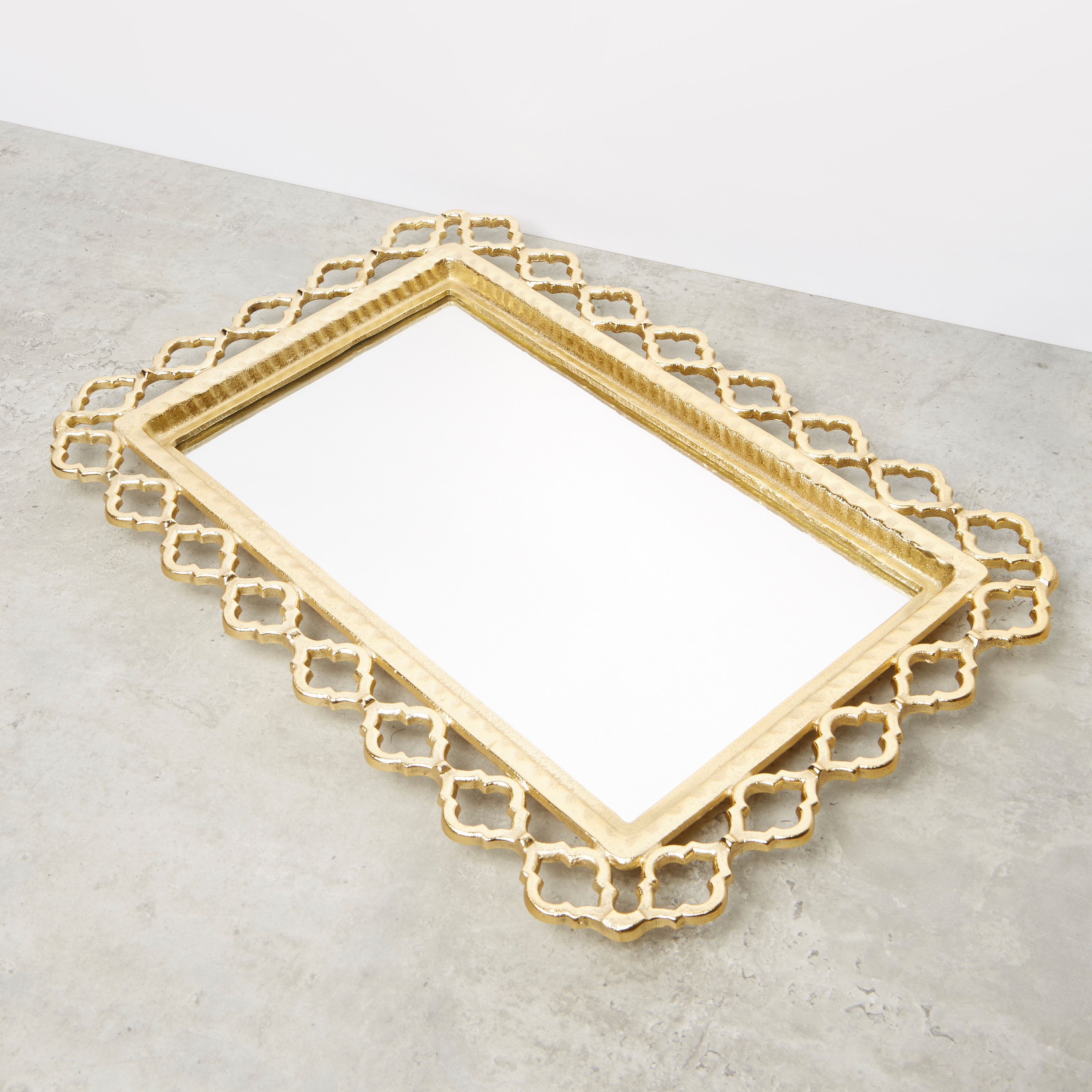 Moroccan Mesh Decor Mirror Tray - 51x34 cms-household-dining-serveware-servingtrays-image-2