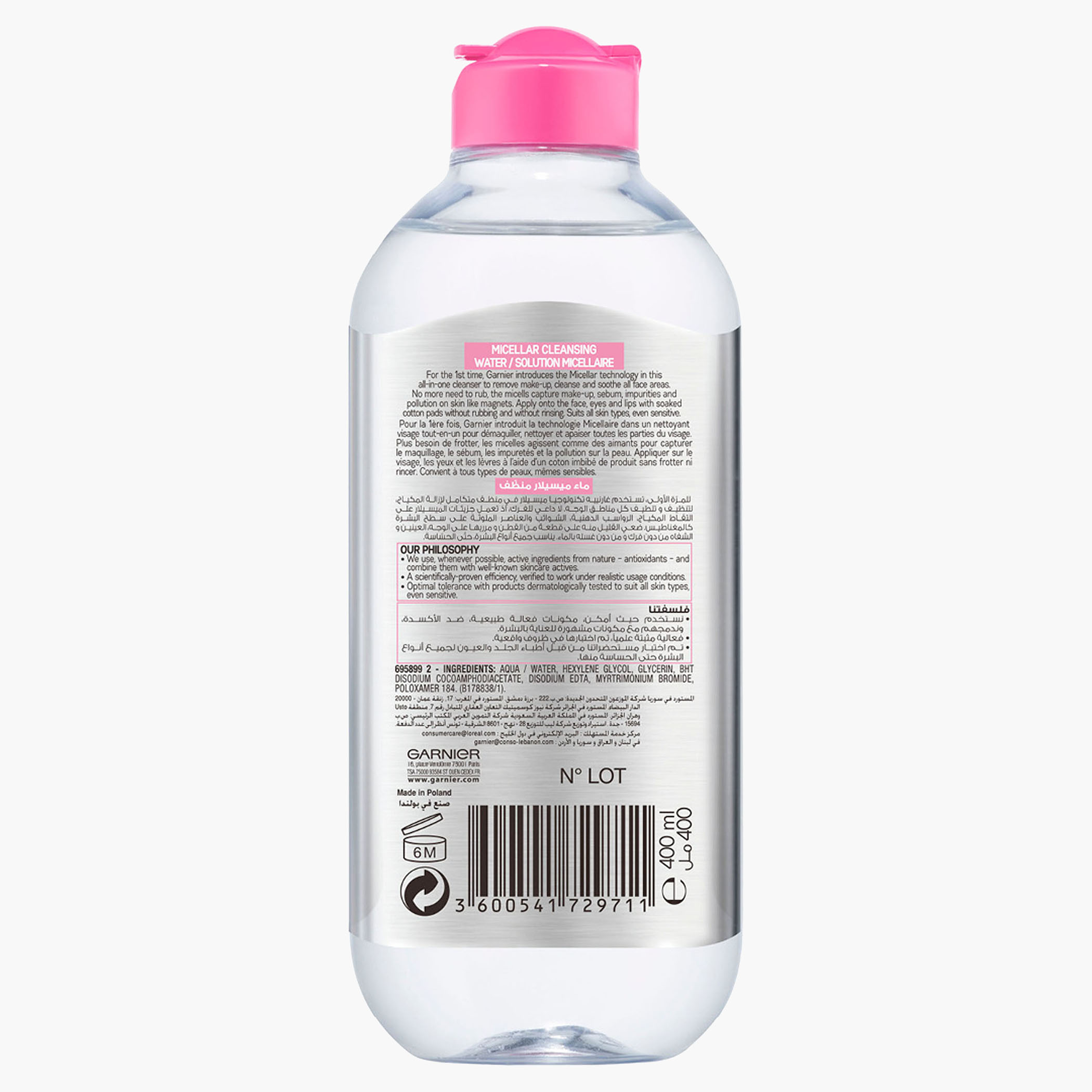 Garnier micellar deals cleansing water ingredients