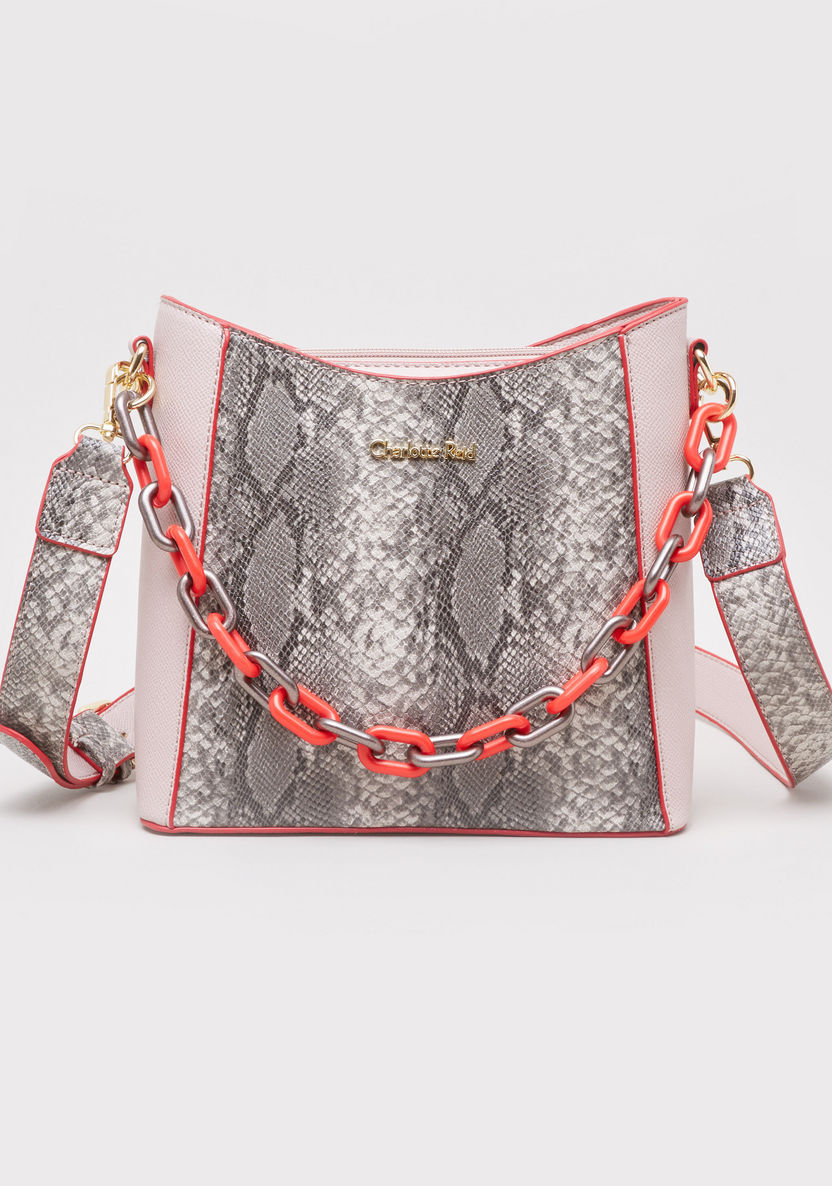 Charlotte Reid Animal Printed Crossbody Bag with Chain Detail-Handbags-image-0