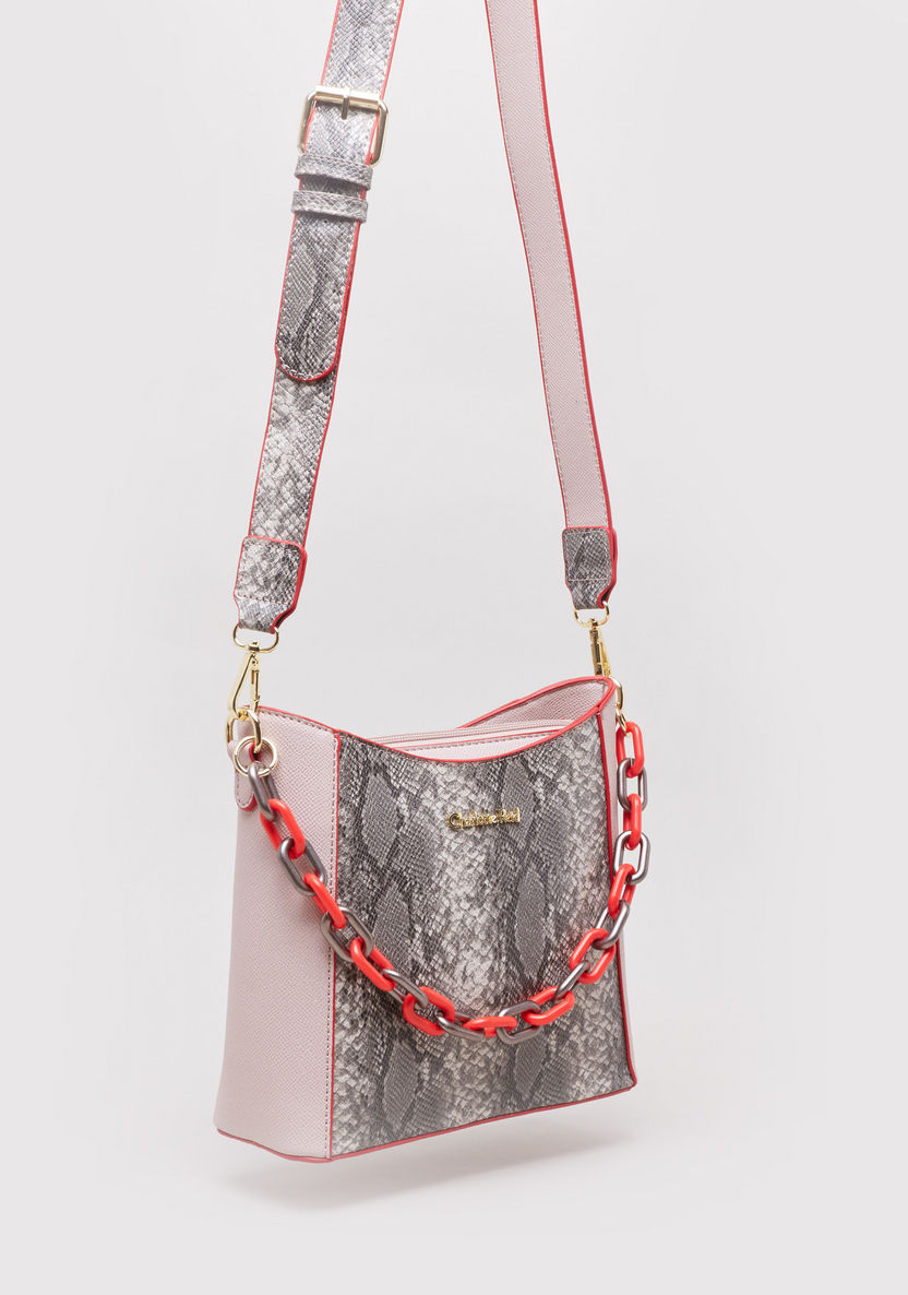 Charlotte Reid Animal Printed Crossbody Bag with Chain Detail-Handbags-image-2