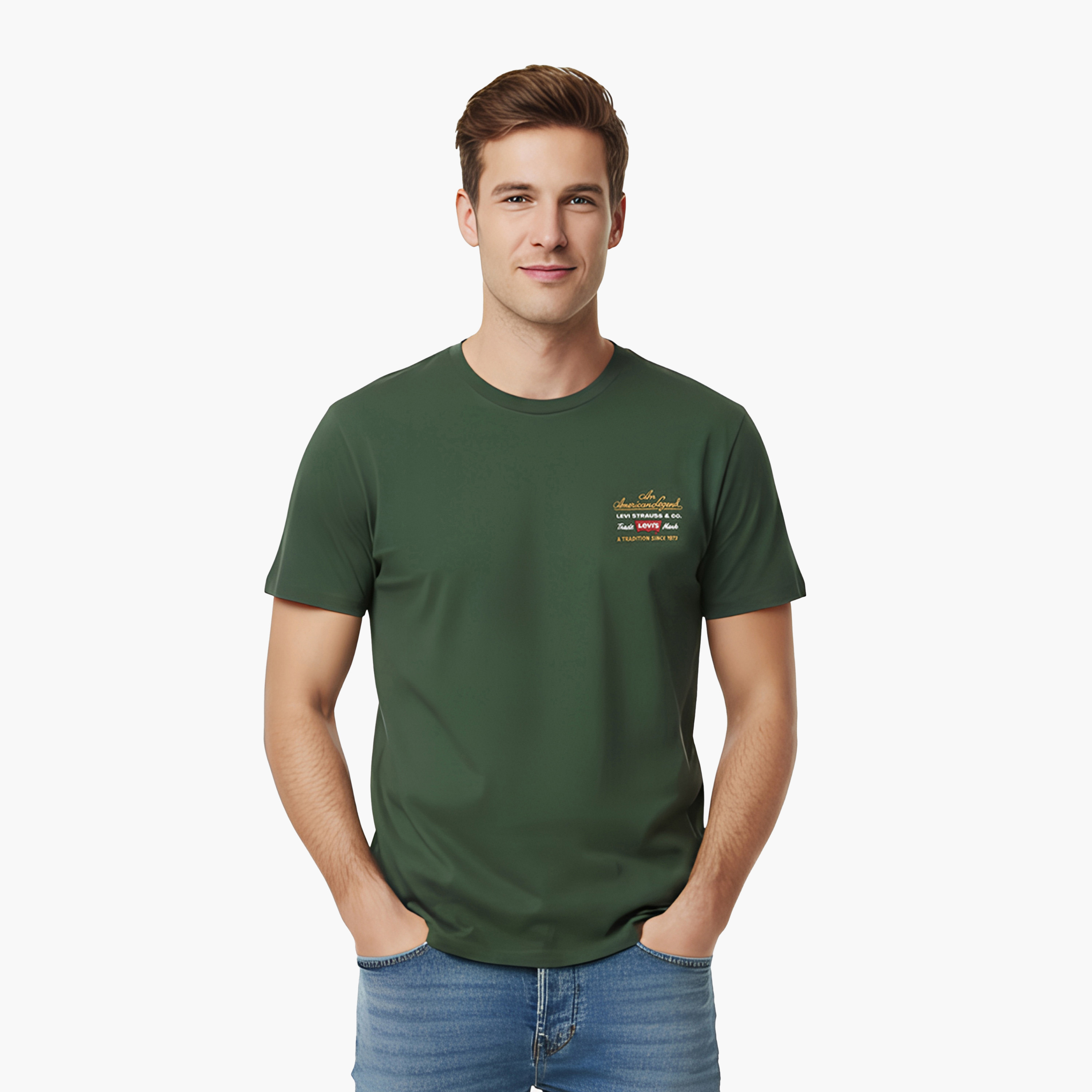 تي شيرت رجالي سادة بياقة دائرية وأكمام قصيرة من ليفايس-men-clothing-tshirtsandpolos-tshirts-image-1