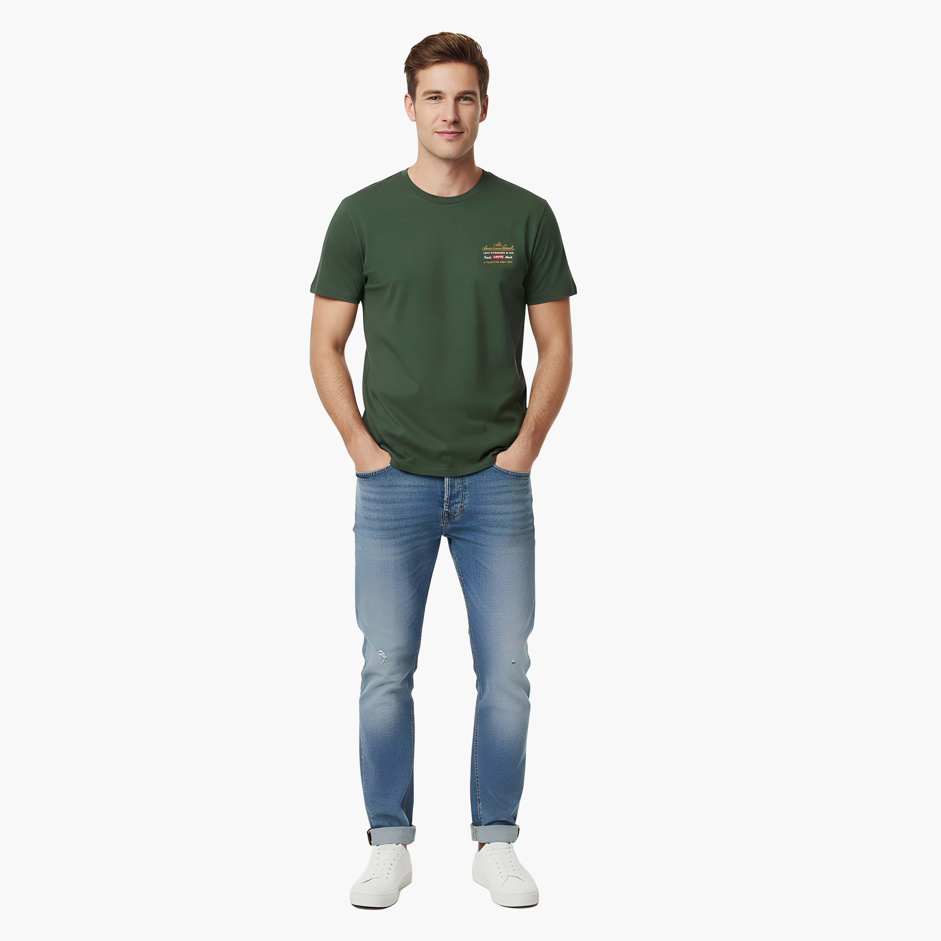 تي شيرت رجالي سادة بياقة دائرية وأكمام قصيرة من ليفايس-men-clothing-tshirtsandpolos-tshirts-image-2