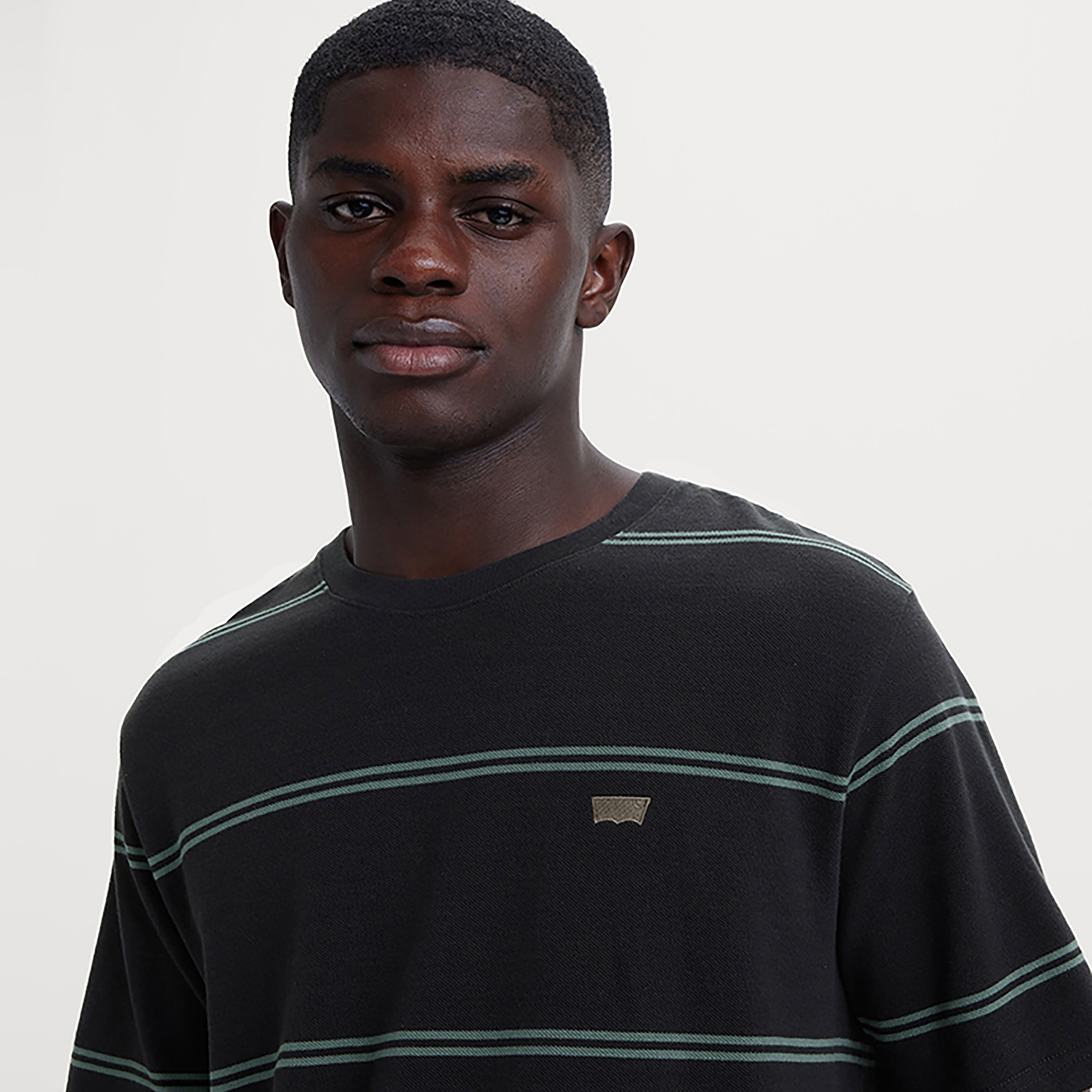 تي شيرت ليفي مخطط بياقة دائرية وأكمام قصيرة-men-clothing-tshirtsandpolos-tshirts-image-2