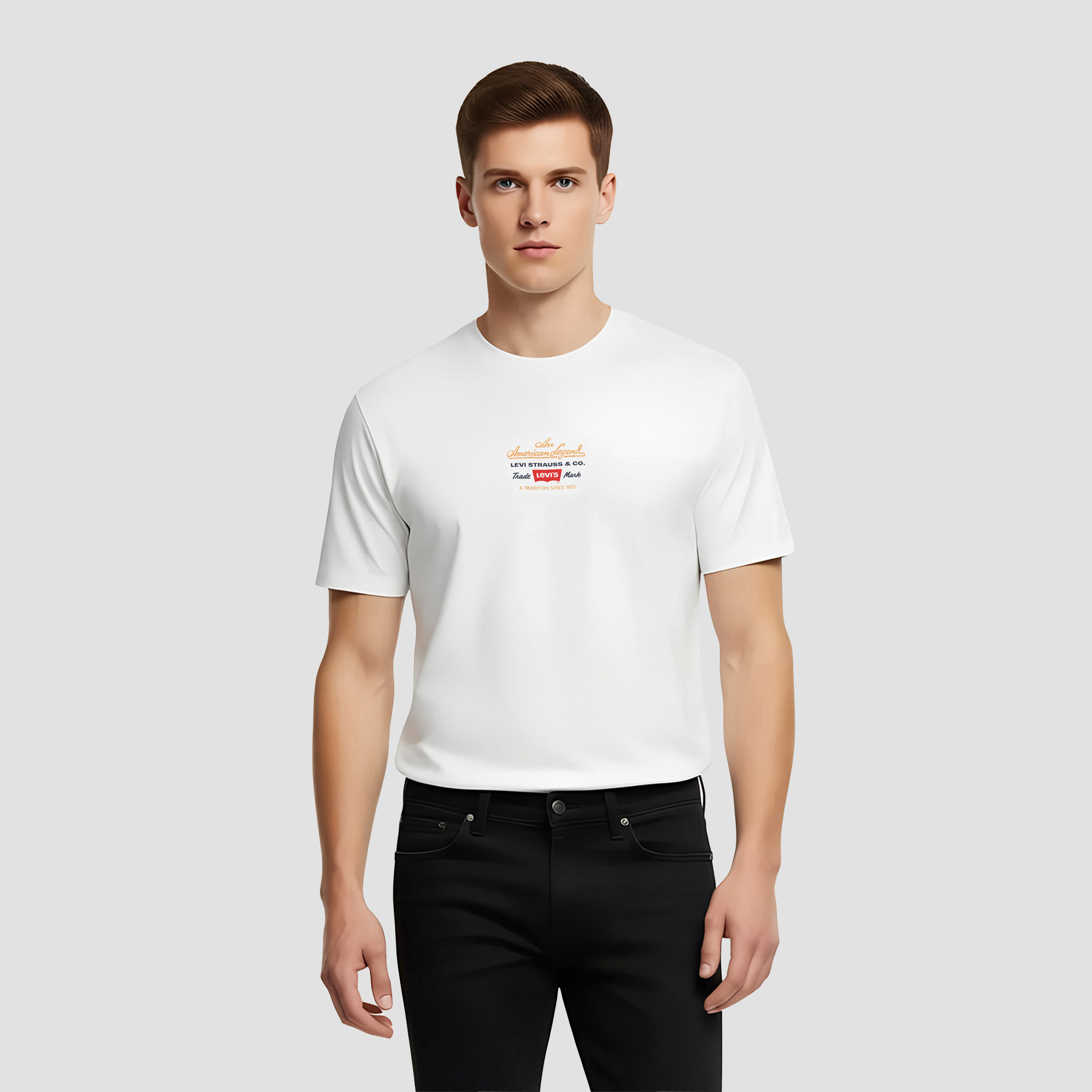 تي شيرت رجالي سادة بياقة دائرية وأكمام قصيرة من ليفايس-men-clothing-tshirtsandpolos-tshirts-image-1