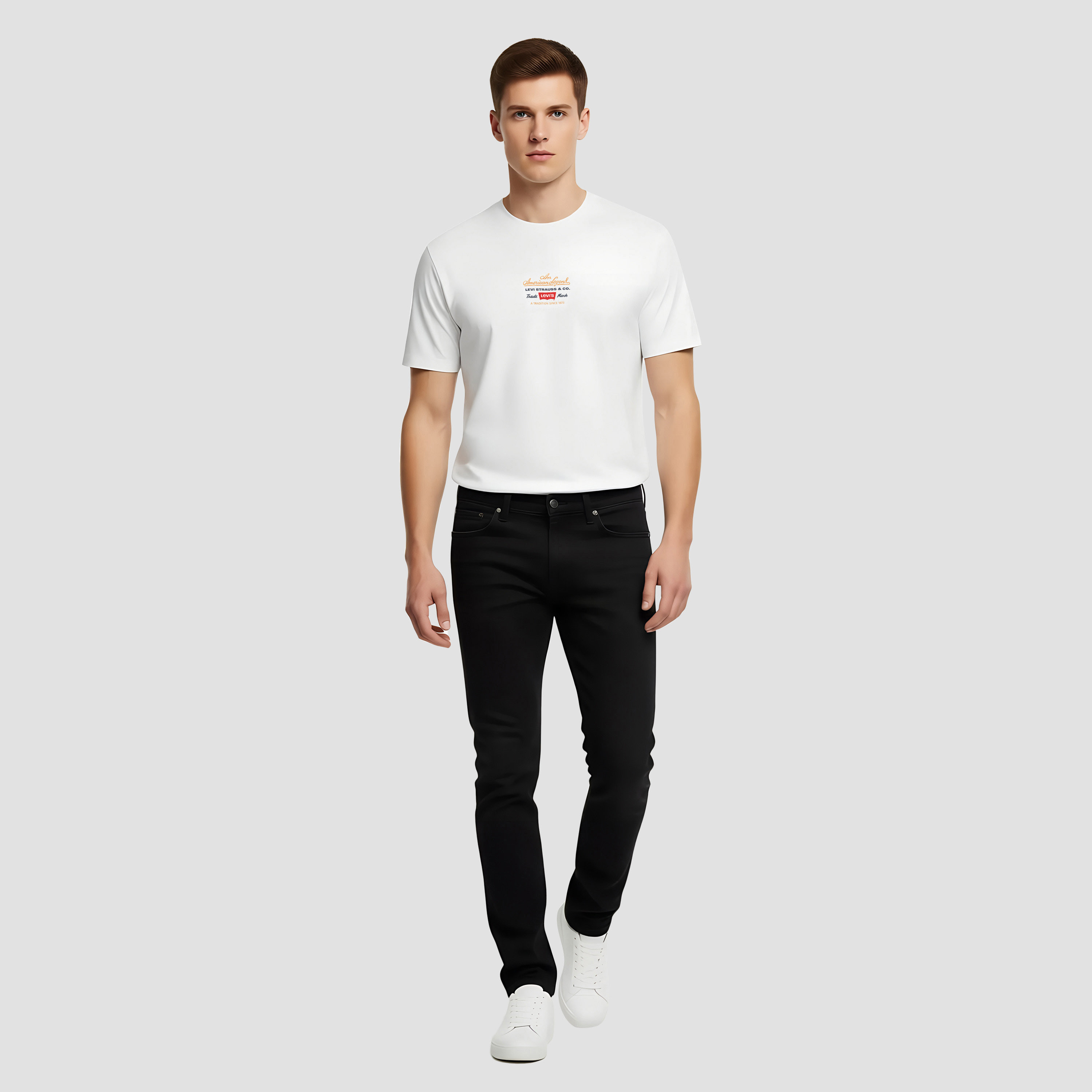 تي شيرت رجالي سادة بياقة دائرية وأكمام قصيرة من ليفايس-men-clothing-tshirtsandpolos-tshirts-image-2