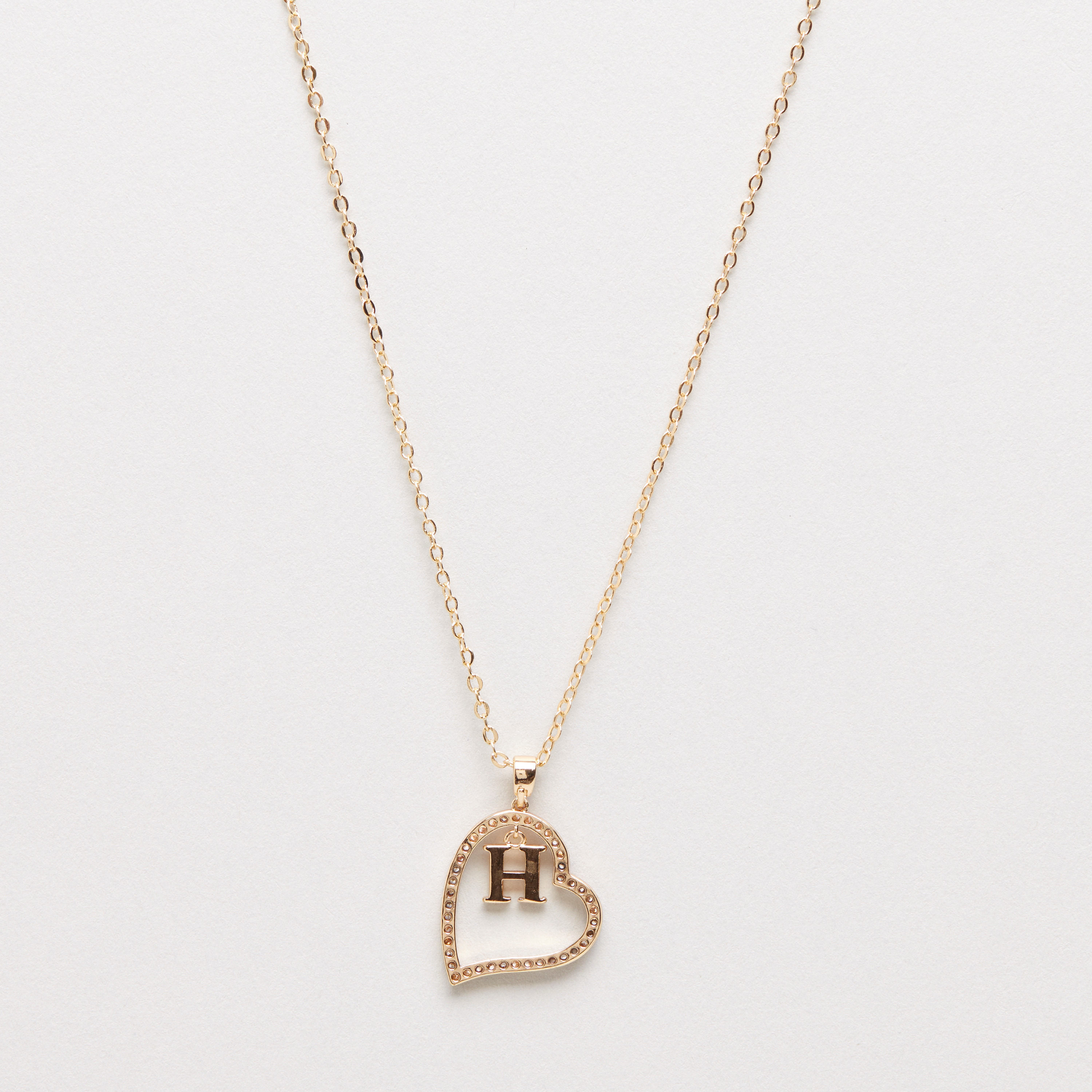 Sentiments Necklace with Heart-Shaped English Alphabet H Pendant-women-watchesandjewellery-jewellery-necklacesandpendants-image-1