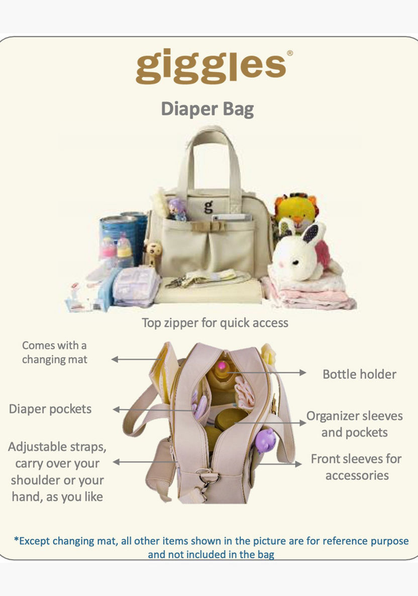 Giggles Textured Diaper Bag with Zip Closure-Diaper Bags-image-6