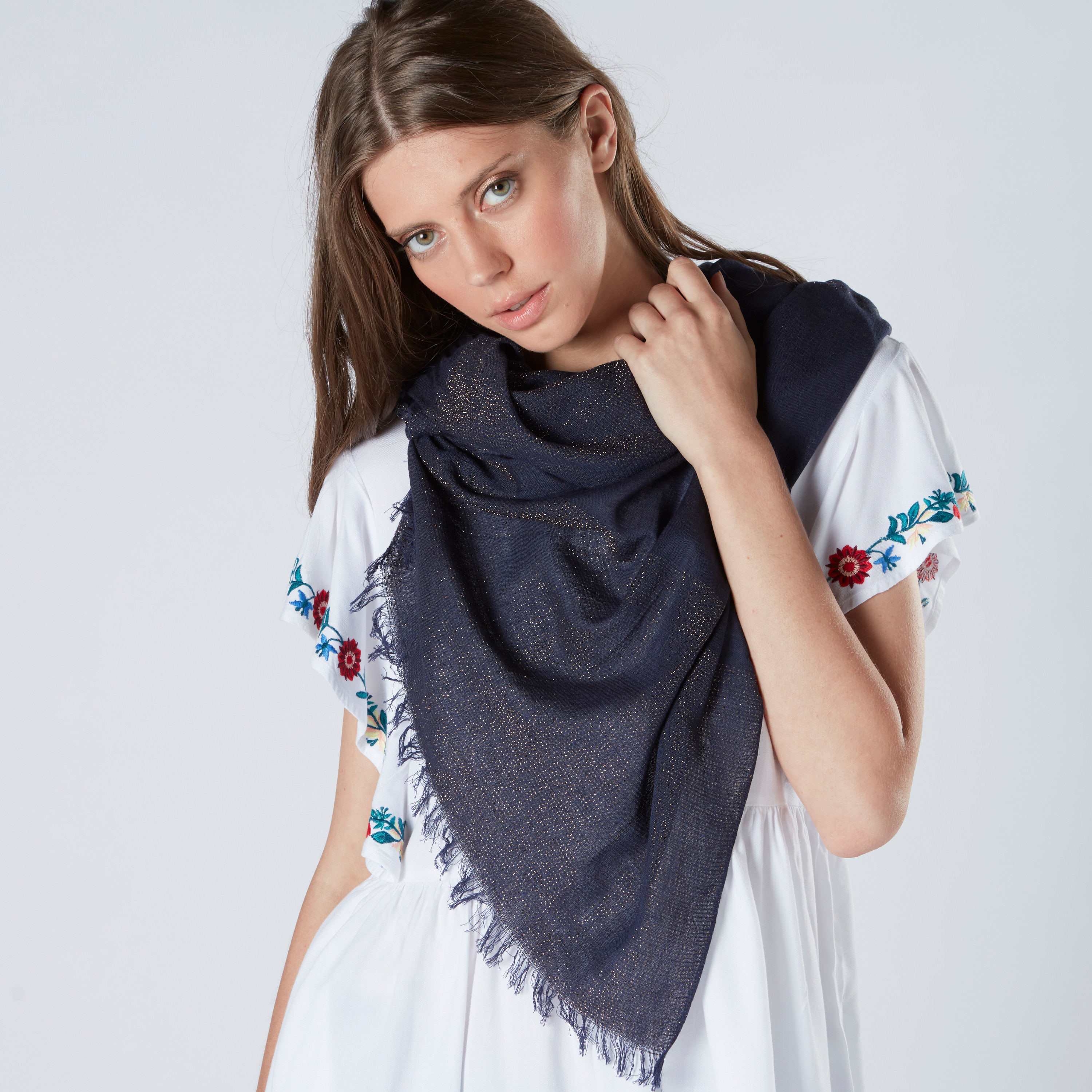 Embellished scarf hot sale