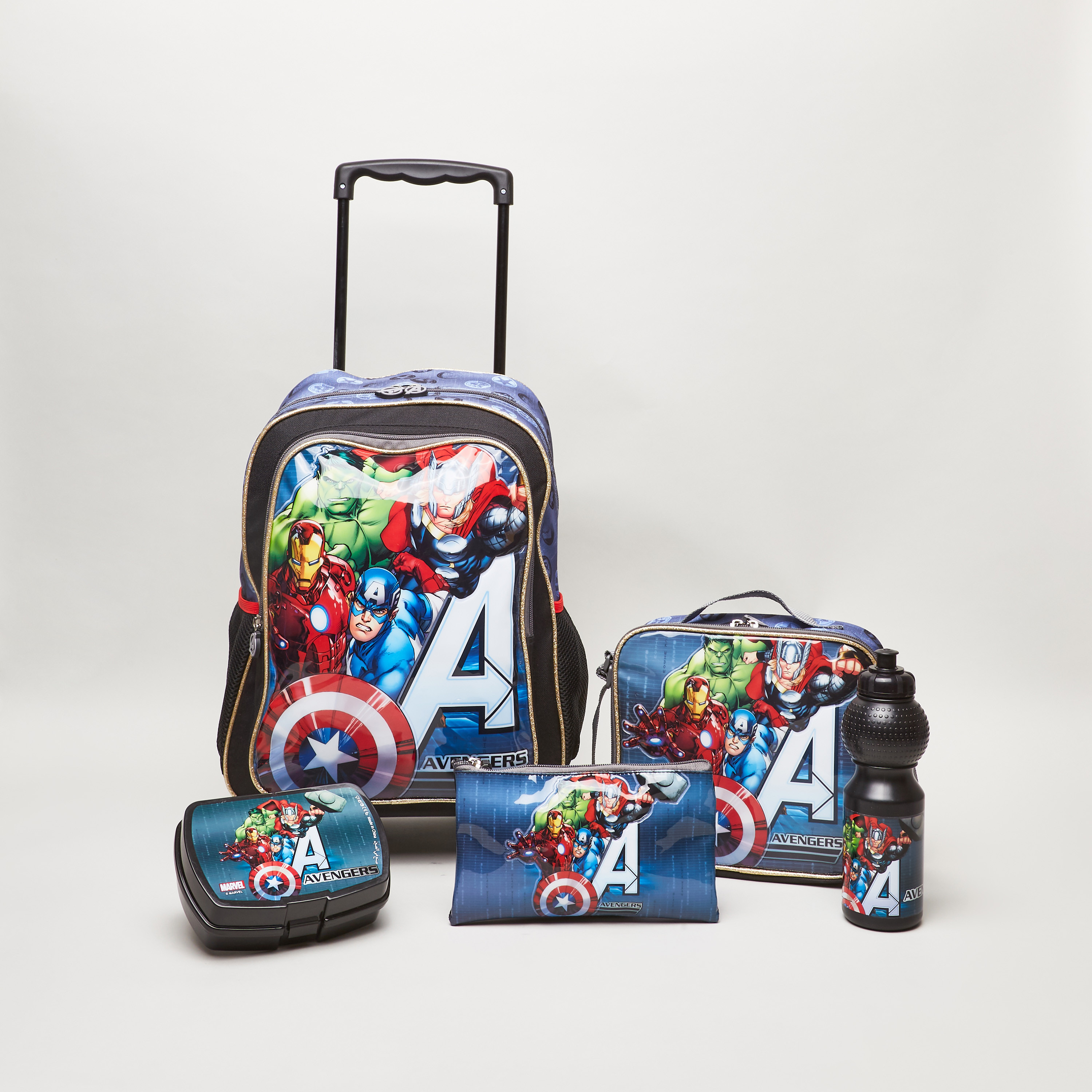 Avengers Print 5-Piece Trolley Set-school-bagsandbackpacks-trolleybags-image-1