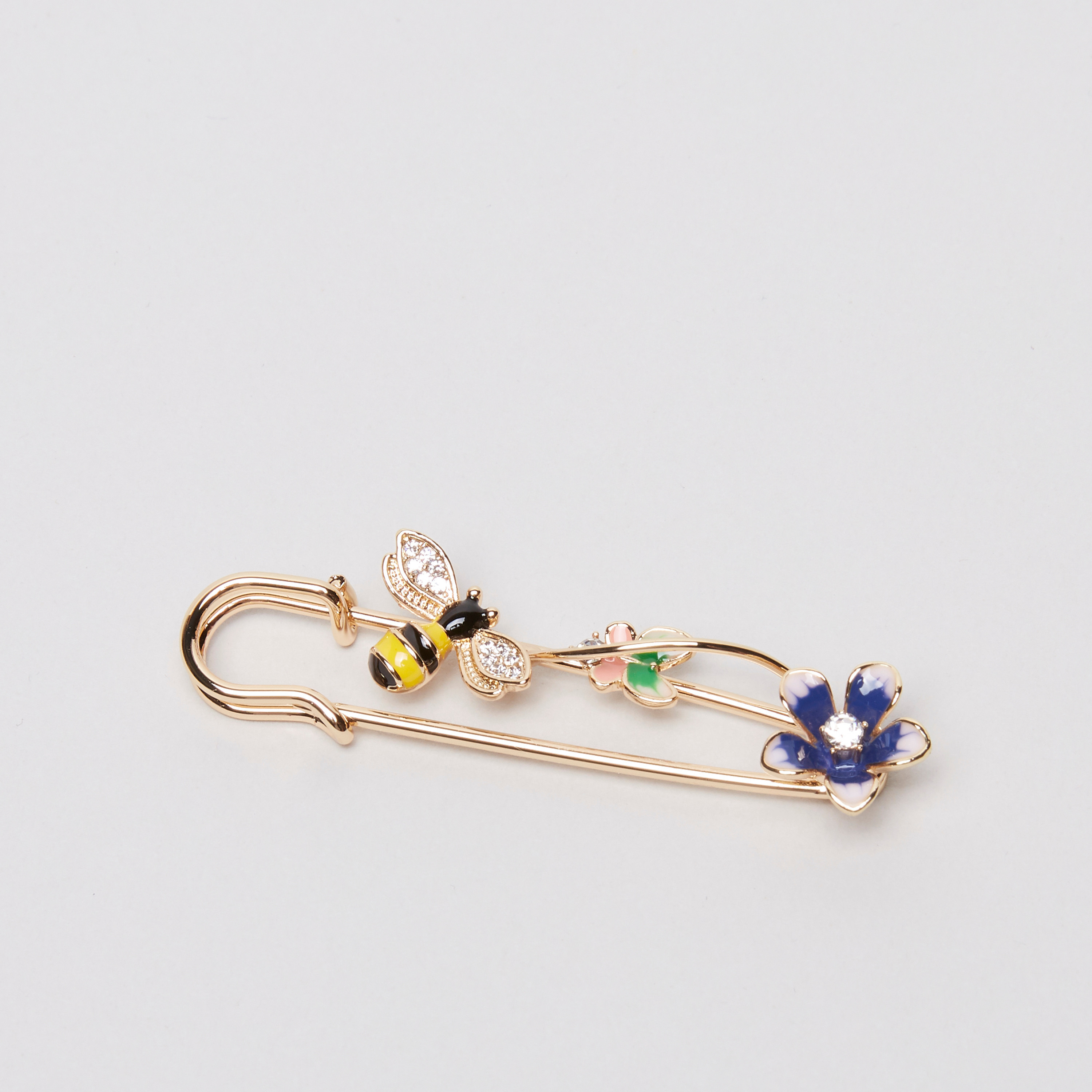 دبوس بروش بتصميم زهرة ونحلة-women-watchesandjewellery-jewellery-brooches-image-1