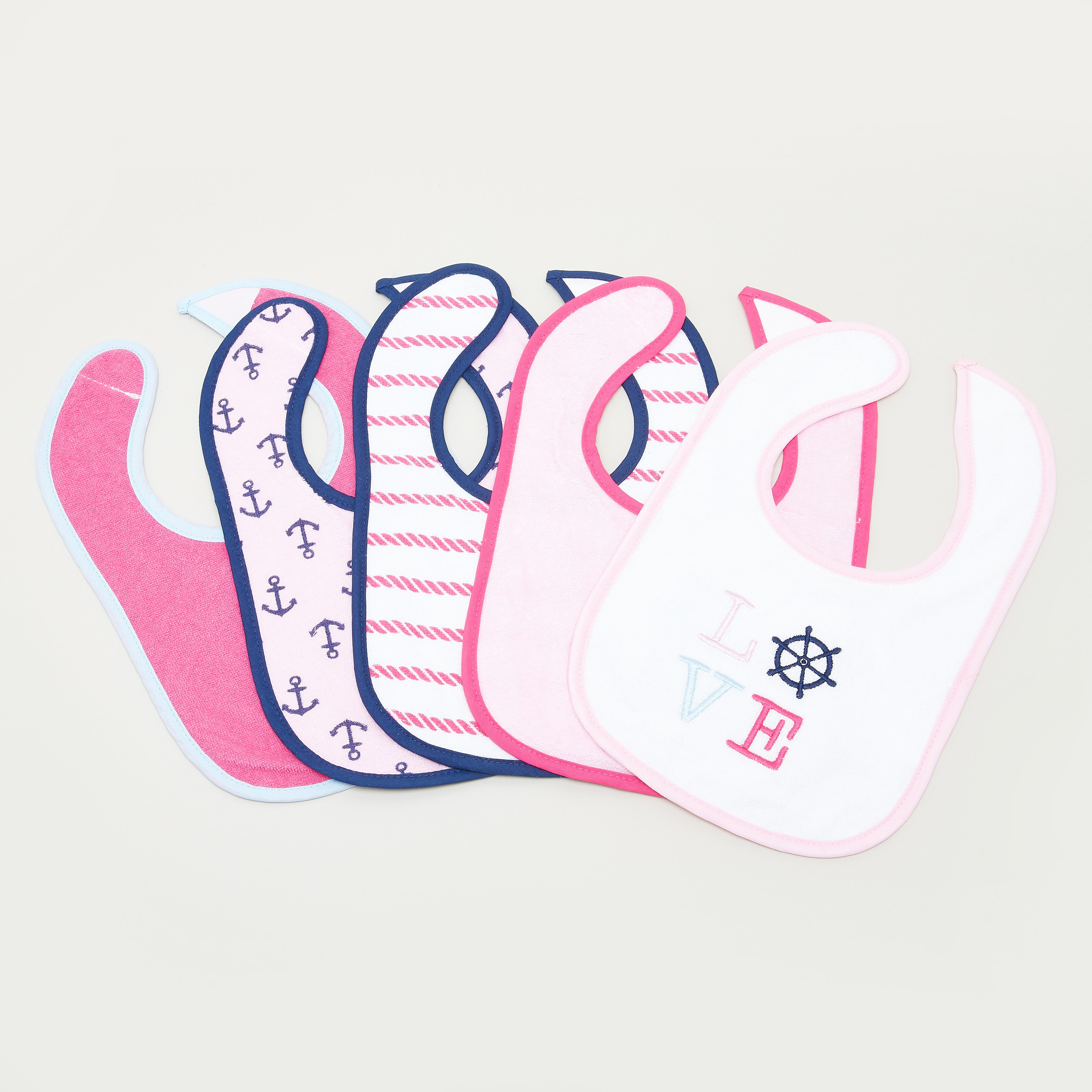 Luvable Friends Printed Bib with Hook and Loop Closure - Set of 5-baby-feeding-bibs-image-1