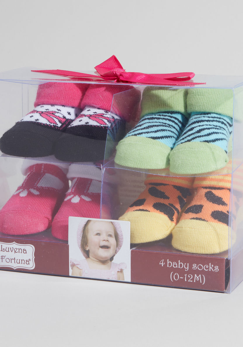 Luvable Friends Printed Baby Socks - Set of 4-Socks-image-4