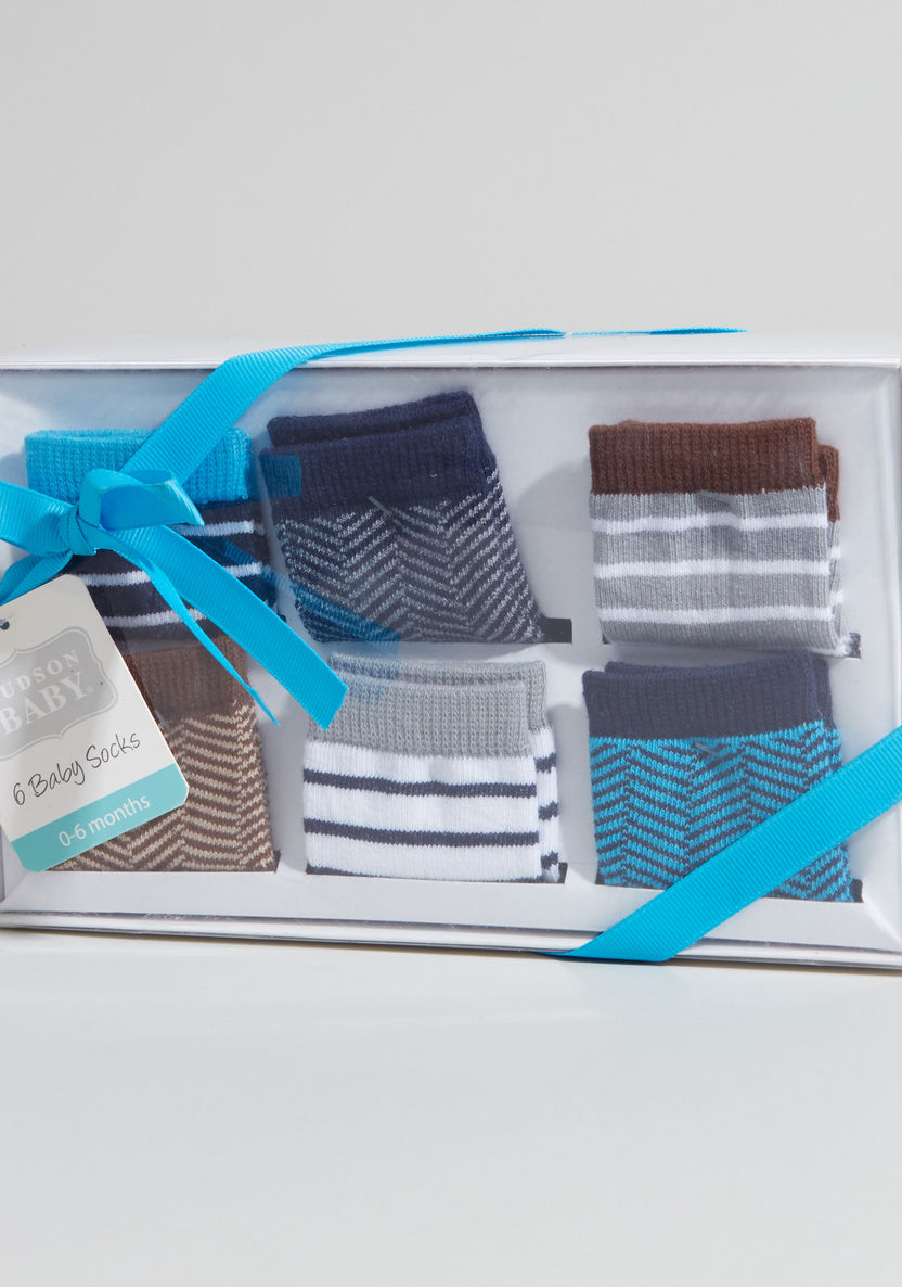 Hudson Baby Striped Gift Socks - Set of 6-Socks-image-3