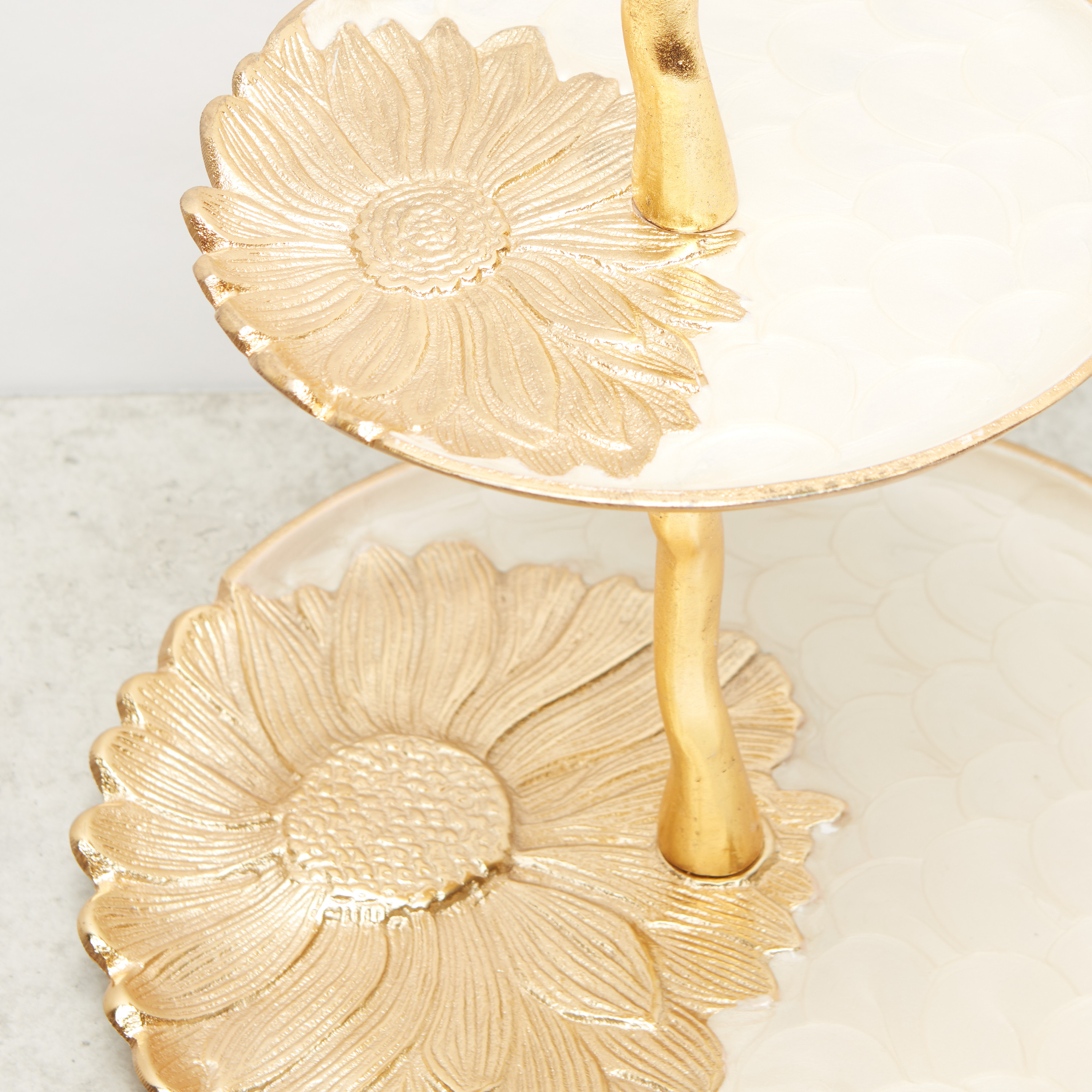 Floral Embellished 2-Tier Decorative Cake Stand - 29x29x37 cms-household-dining-serveware-cakestands-image-3
