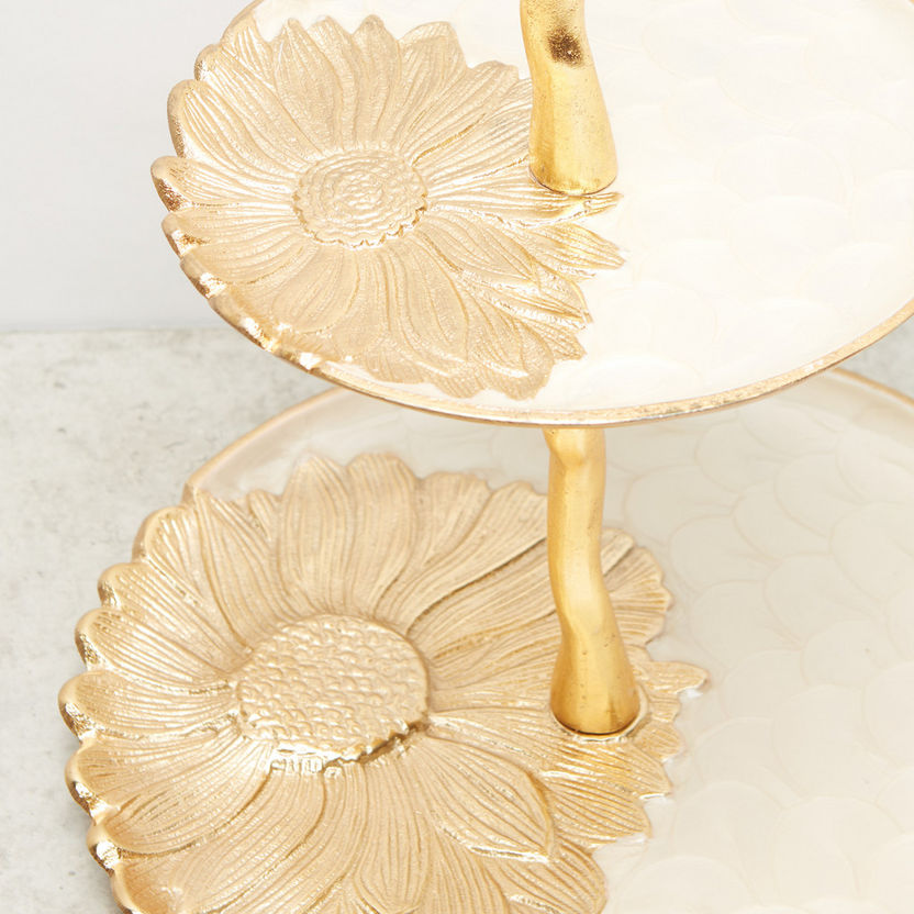 Floral Embellished 2-Tier Decorative Cake Stand - 29x29x37 cms-Cake Stands-image-2