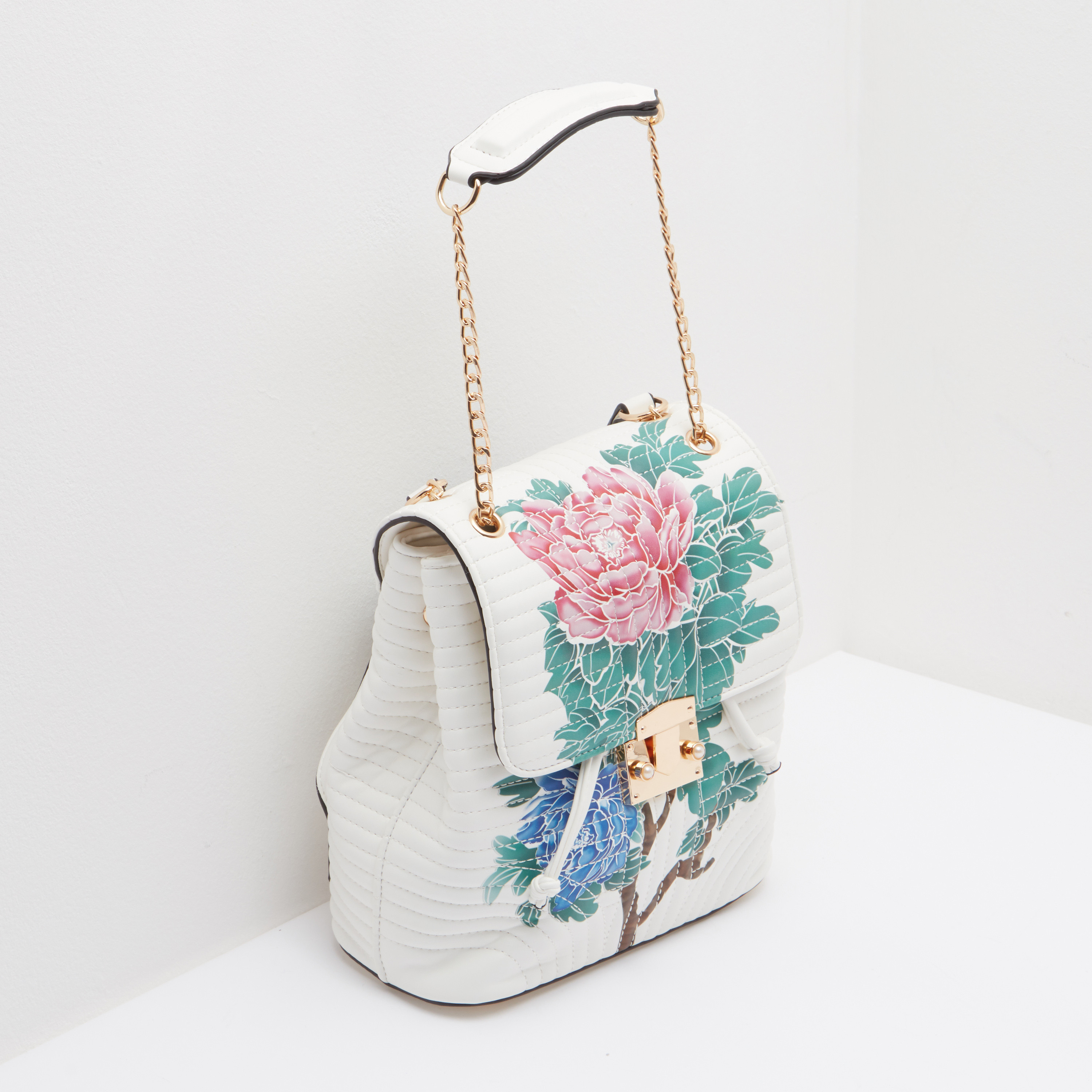 Missy Quilted Backpack with  Floral Print and Press and Lock Closure-women-bagsandwallets-backpacks-image-3