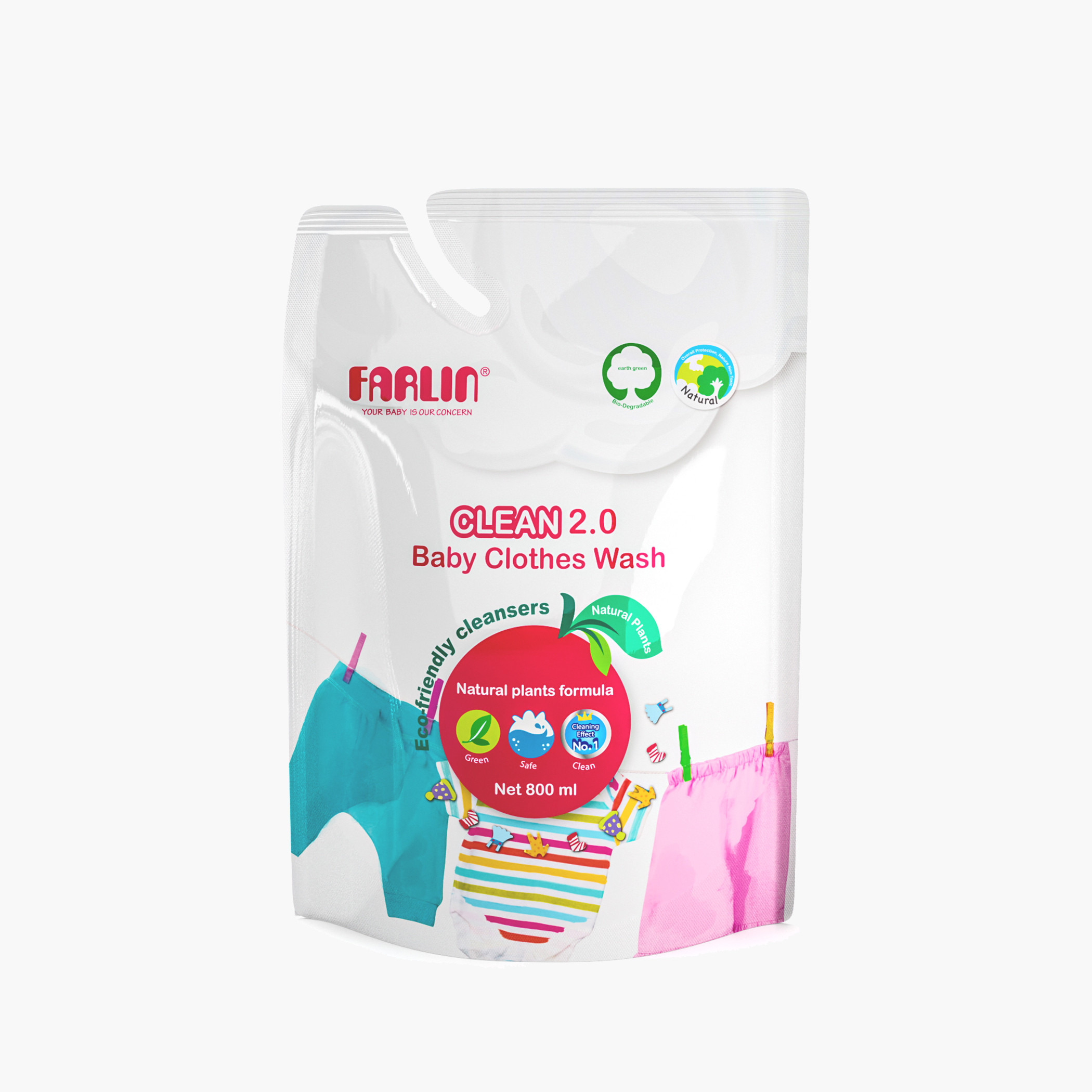 FARLIN Clean 2.0 Baby Clothes Wash - 1000ml + refill 800 ml-baby-feeding-cleaningliquids-image-1