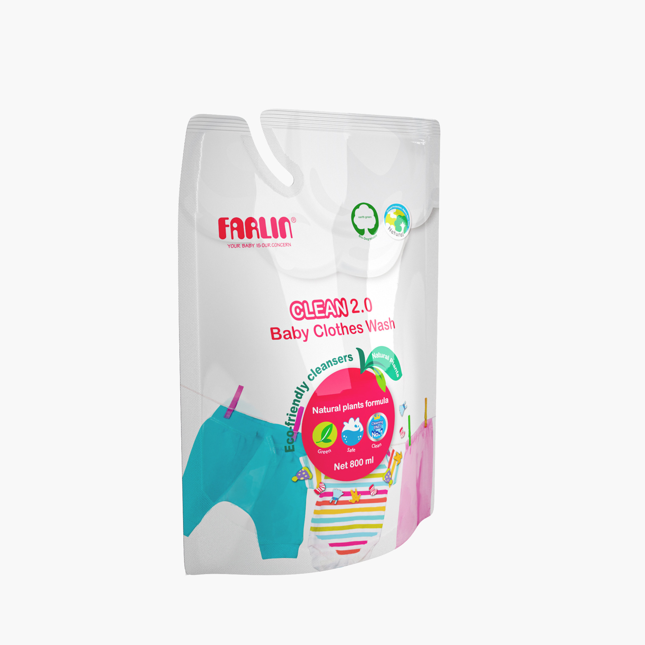 FARLIN Clean 2.0 Baby Clothes Wash - 1000ml + refill 800 ml-baby-feeding-cleaningliquids-image-2