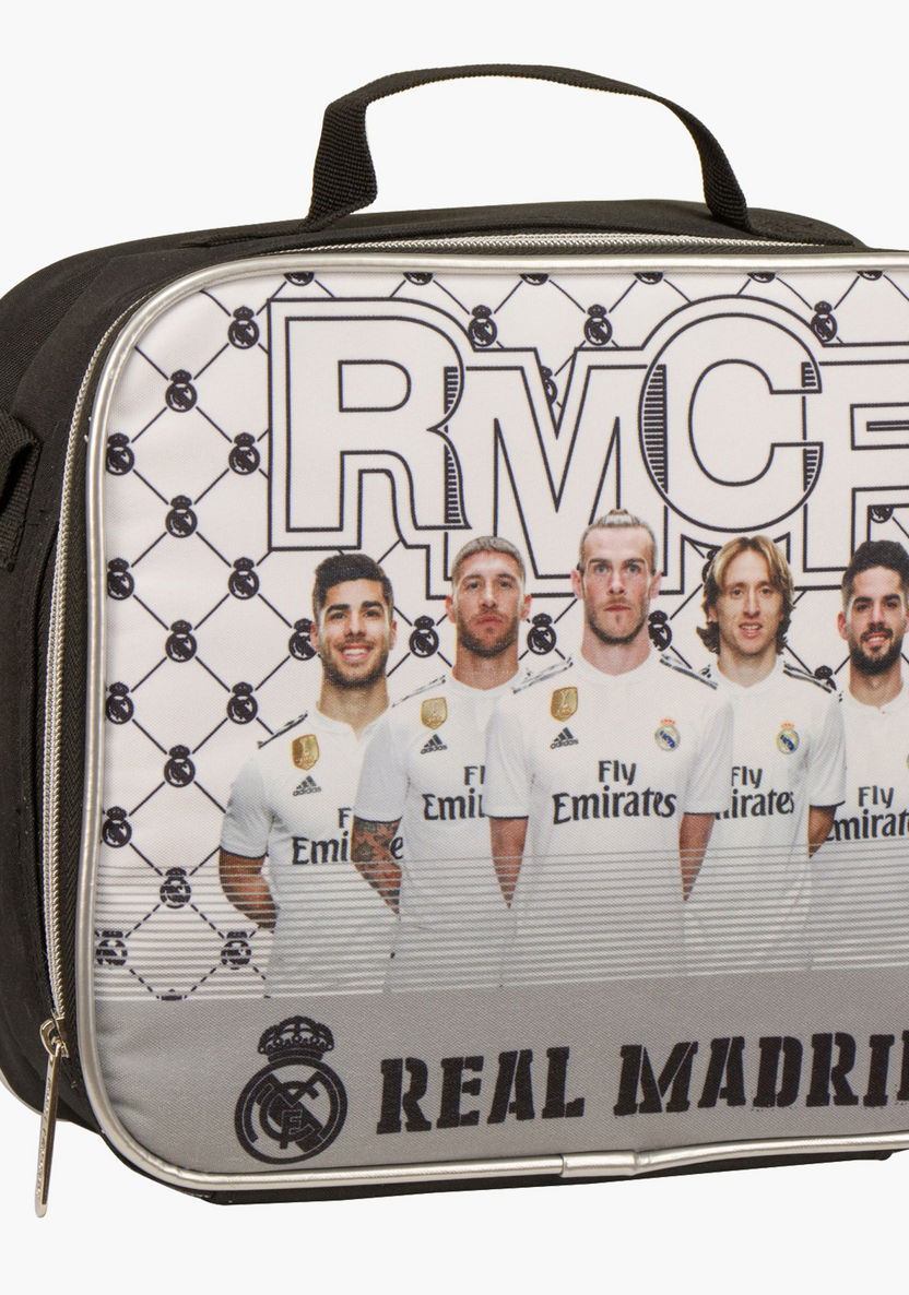 Real Madrid Printed Lunch Bag with Zip Closure and Adjustable Strap-Lunch Bags-image-0