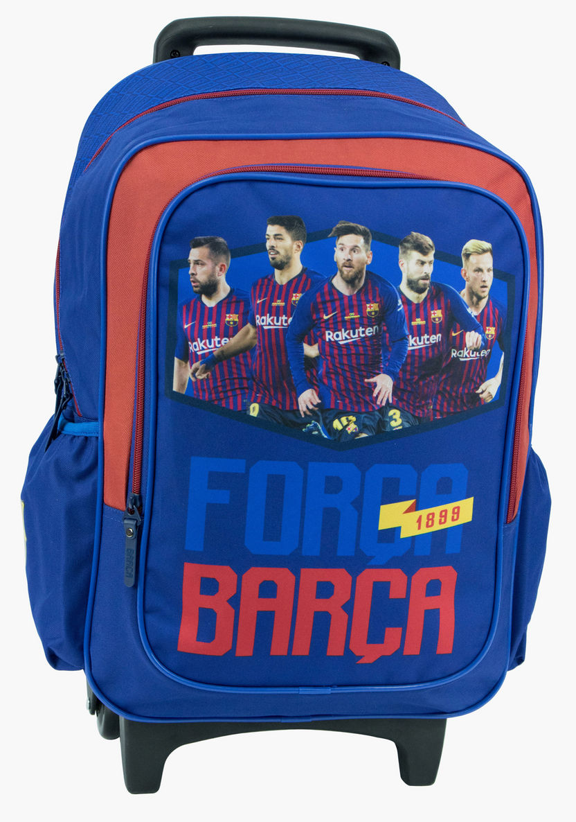 FC Barcelona Printed Trolley Bag with Side Pockets - 18 inches-Trolleys-image-0