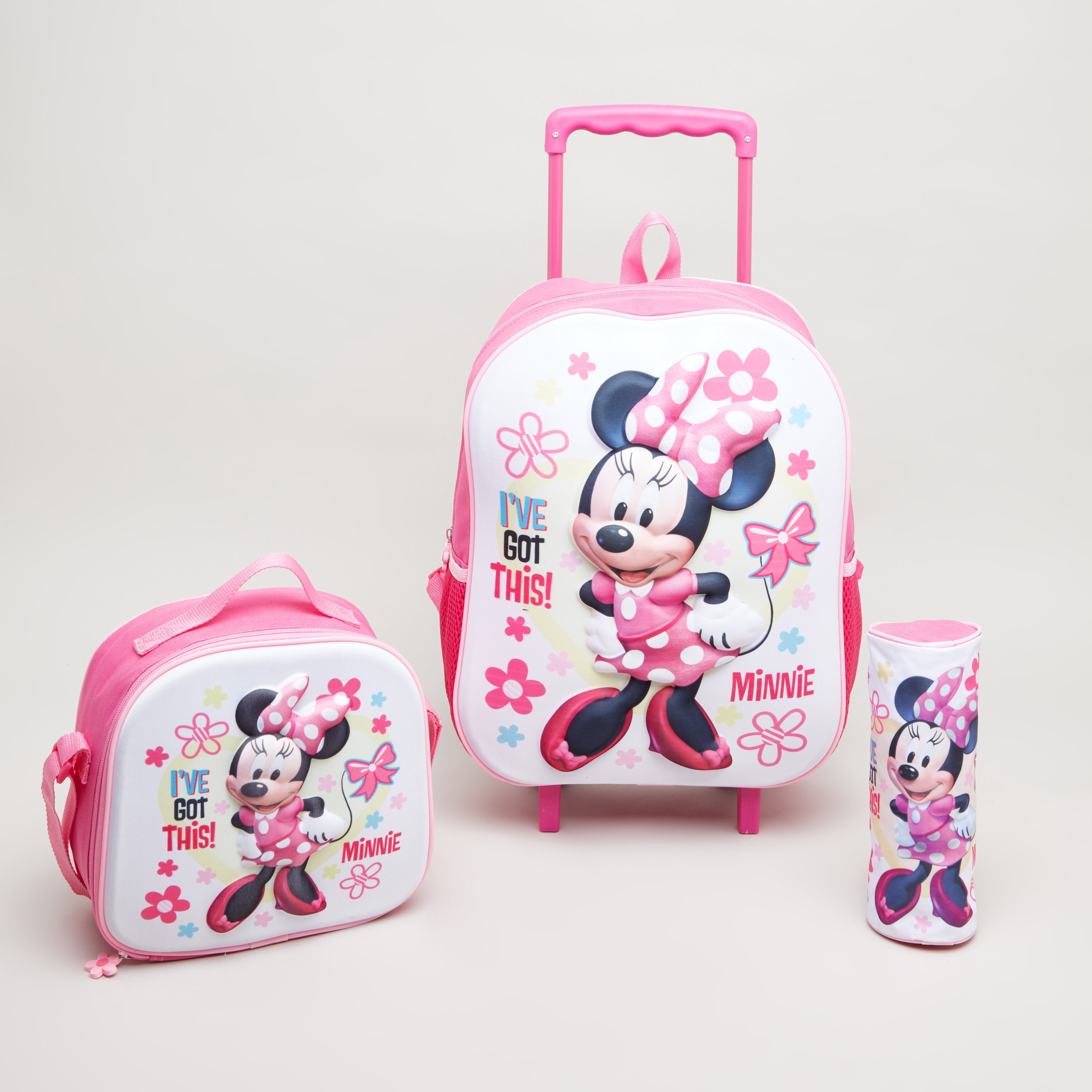 طقم حقيبة ظهر بعجلات مع طبعات ميني ماوس من ديزني-school-bagsandbackpacks-trolleybags-image-1