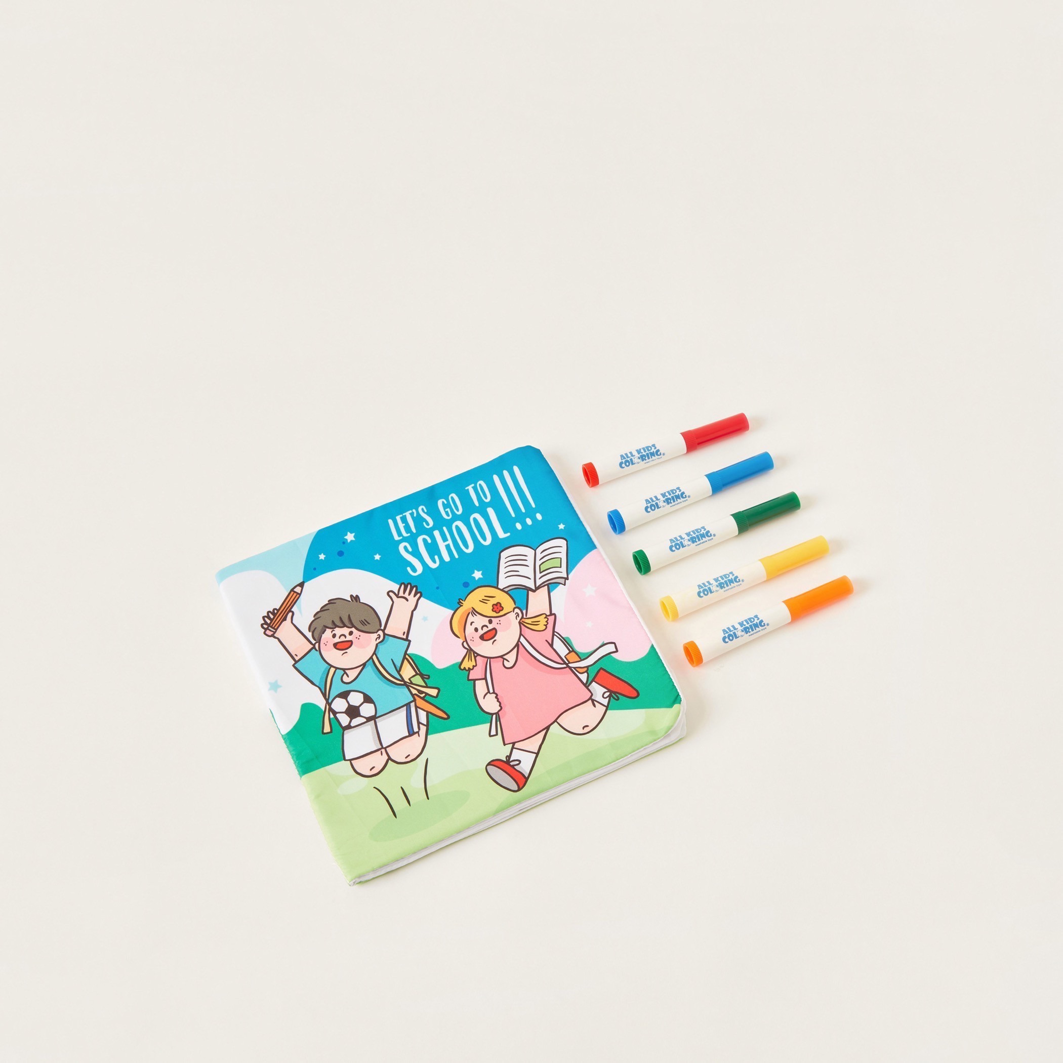 Juniors Let's Go To School Washable Colouring Book and Markers Set-school-artsandcrafts-image-1