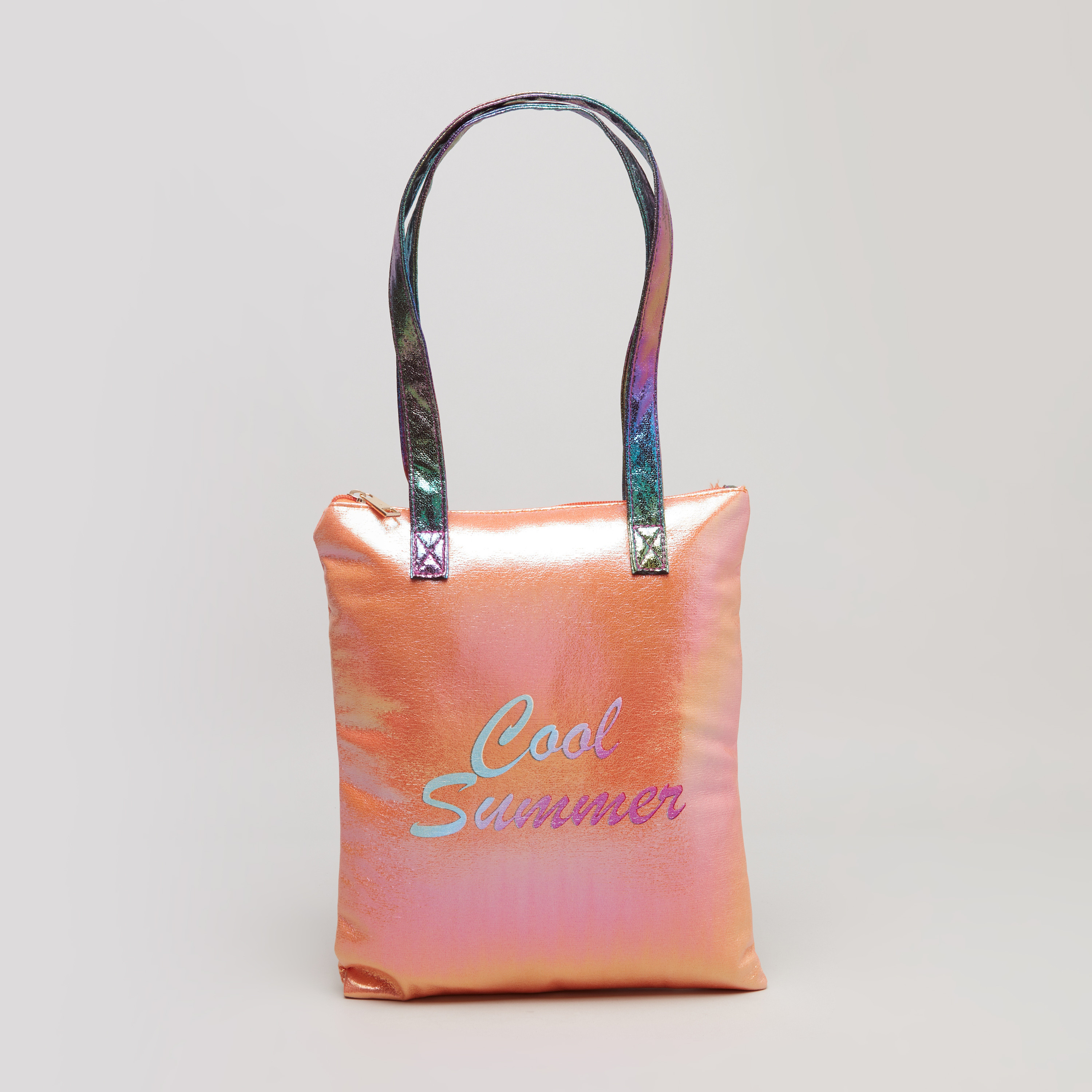 حقيبة شاطئ بطبعات مع سحّاب إغلاق من تشارمز-girls-accessories-bags-image-1