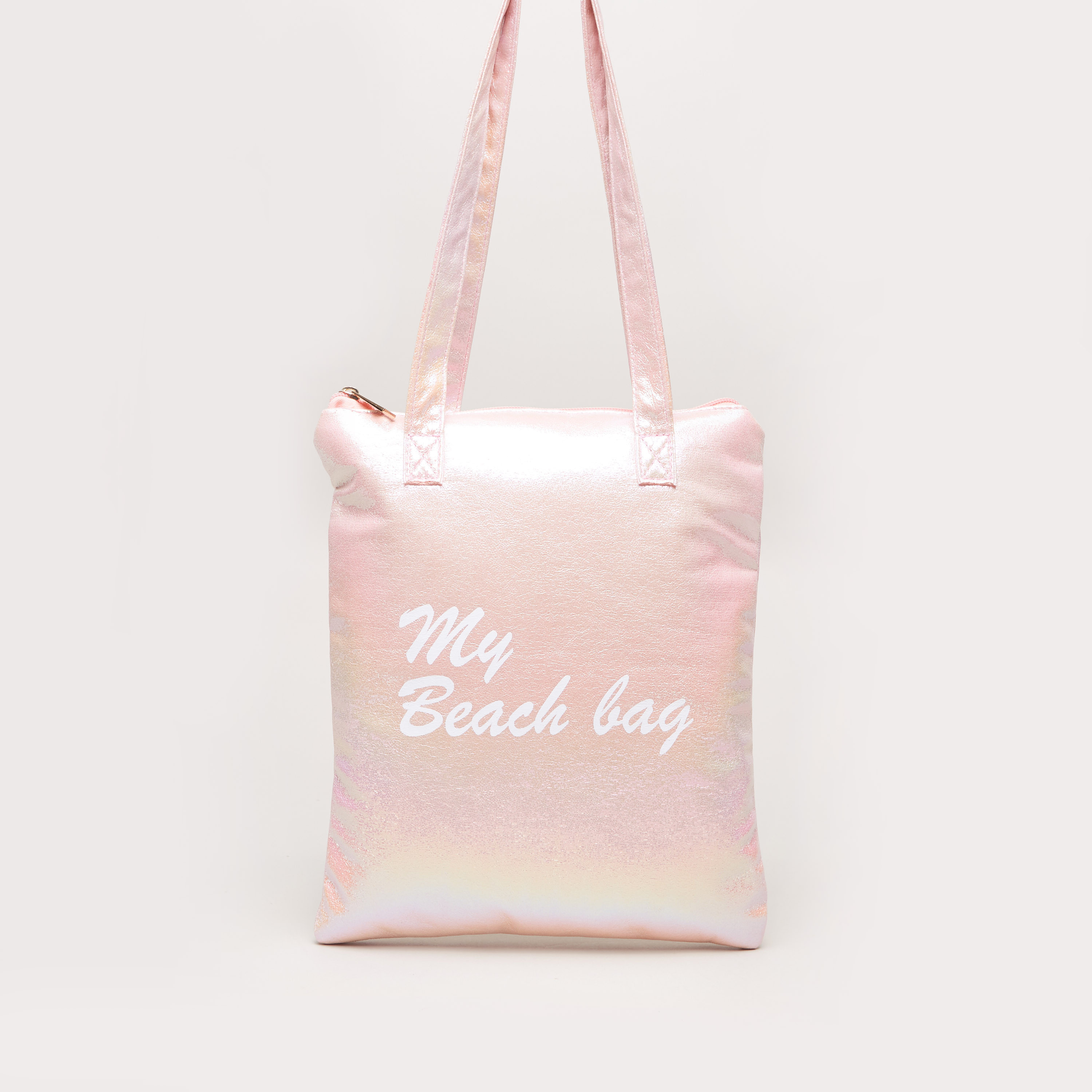 حقيبة شاطئ بطبعات وسحّاب إغلاق من تشارمز-girls-accessories-bags-image-1