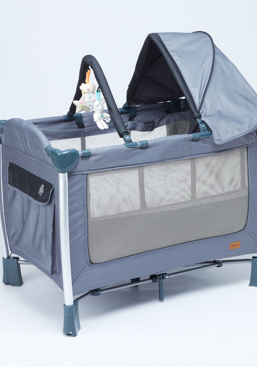 Giggles Bedford Ice Blue Travel Cot with Sun Shield (Upto 3 years)-Travel Cots-image-0